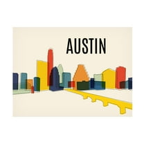 Canvas Wall Art - Tom Quartermaine 'Austin Mid Century Modern Cityscape' Wall Art for Living Room, Bedroom, or Office Décor by Trademark Fine Art - 19 x 14 Inches