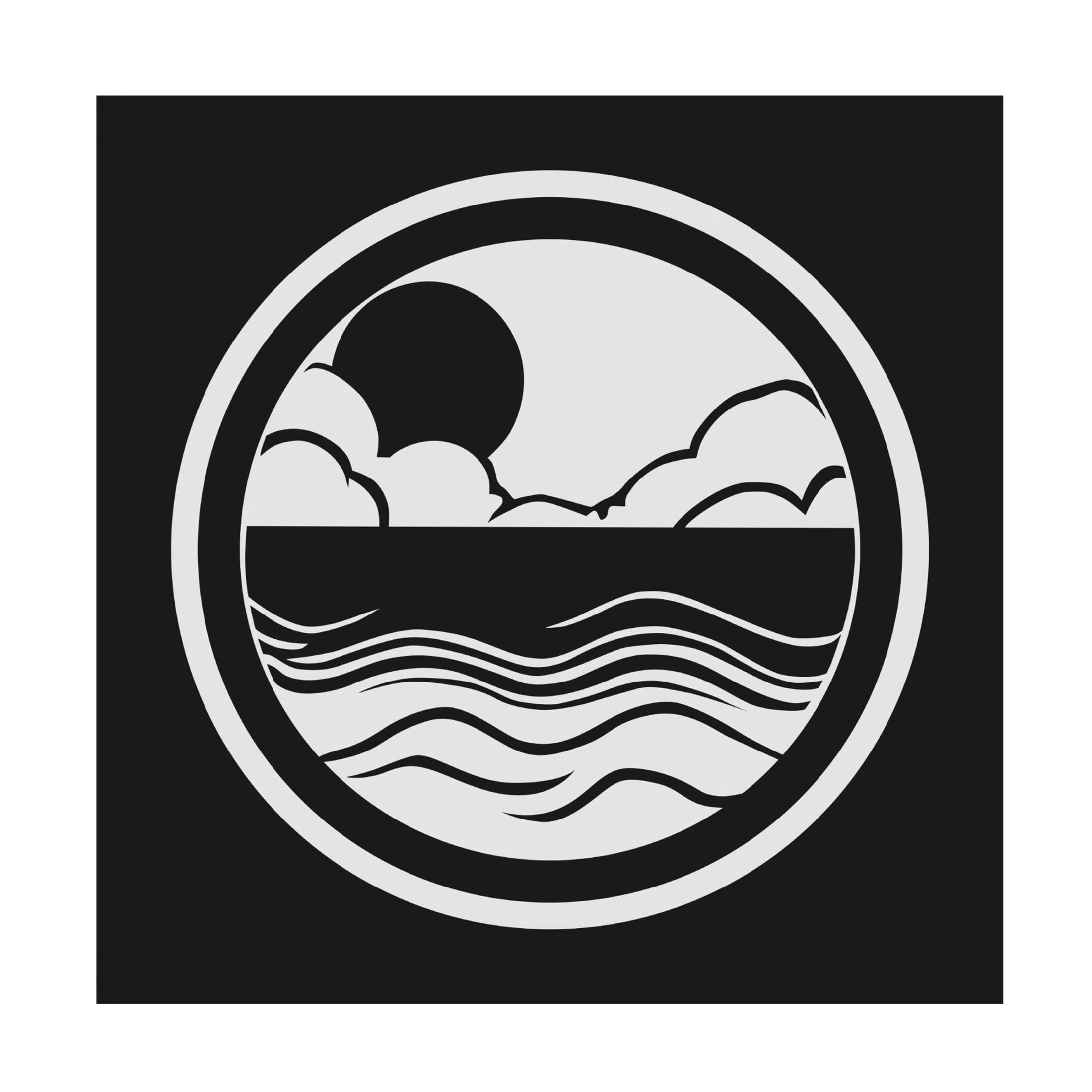Canvas Wall Art - Tom Quartermaine 'Black and White Abstract Coastal Scene Square' Wall Art for Living Room, Bedroom, or Office Décor by Trademark Fine Art - 18 x 18 Inches