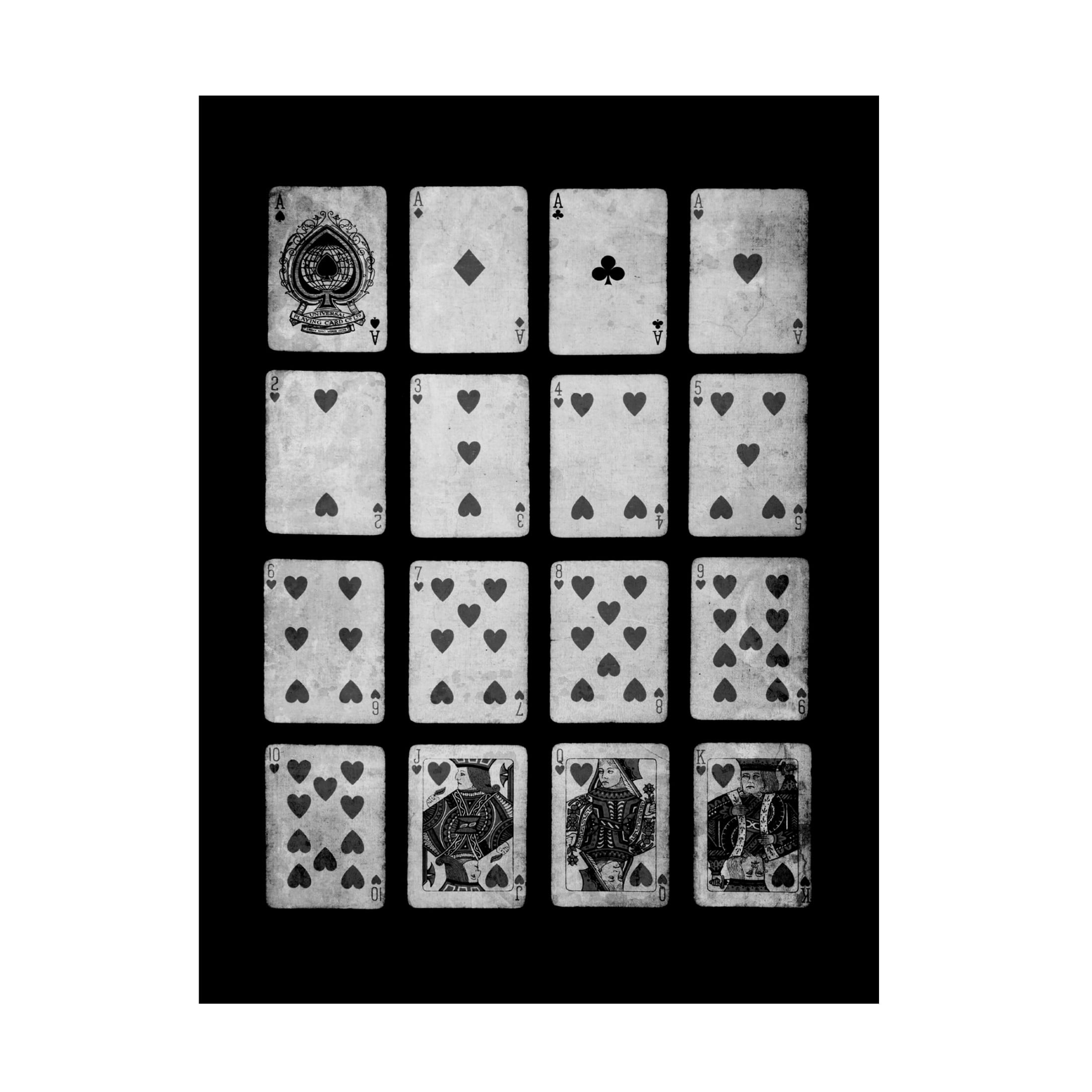 Canvas Wall Art - Tom Quartermaine 'Black and White Hearts Playing Cards' Wall Art for Living Room, Bedroom, or Office Décor by Trademark Fine Art - 24 x 32 Inches