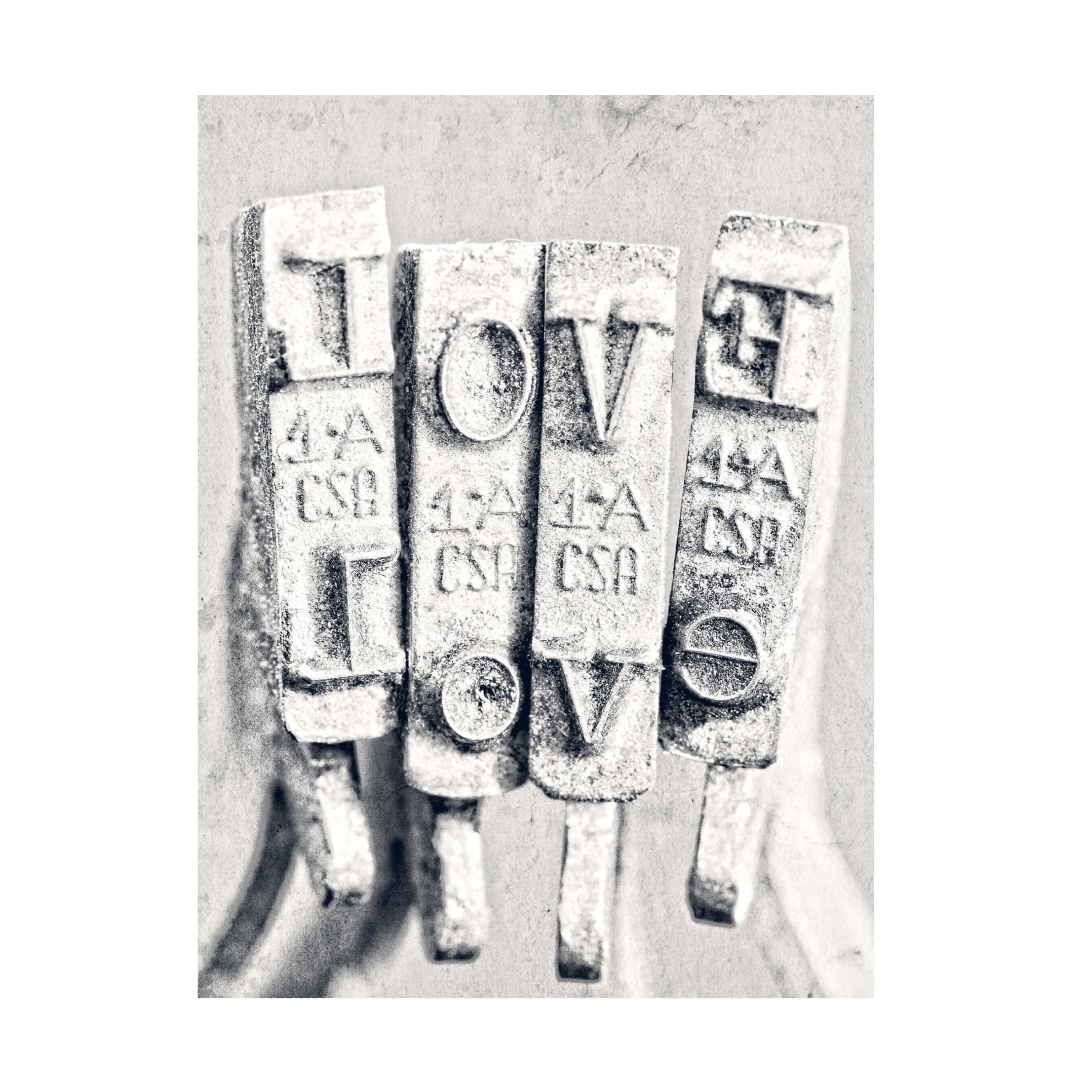 Canvas Wall Art - Tom Quartermaine 'Black and White Love Keys from Typewriter' Wall Art for Living Room, Bedroom, or Office Décor by Trademark Fine Art - 35 x 47 Inches