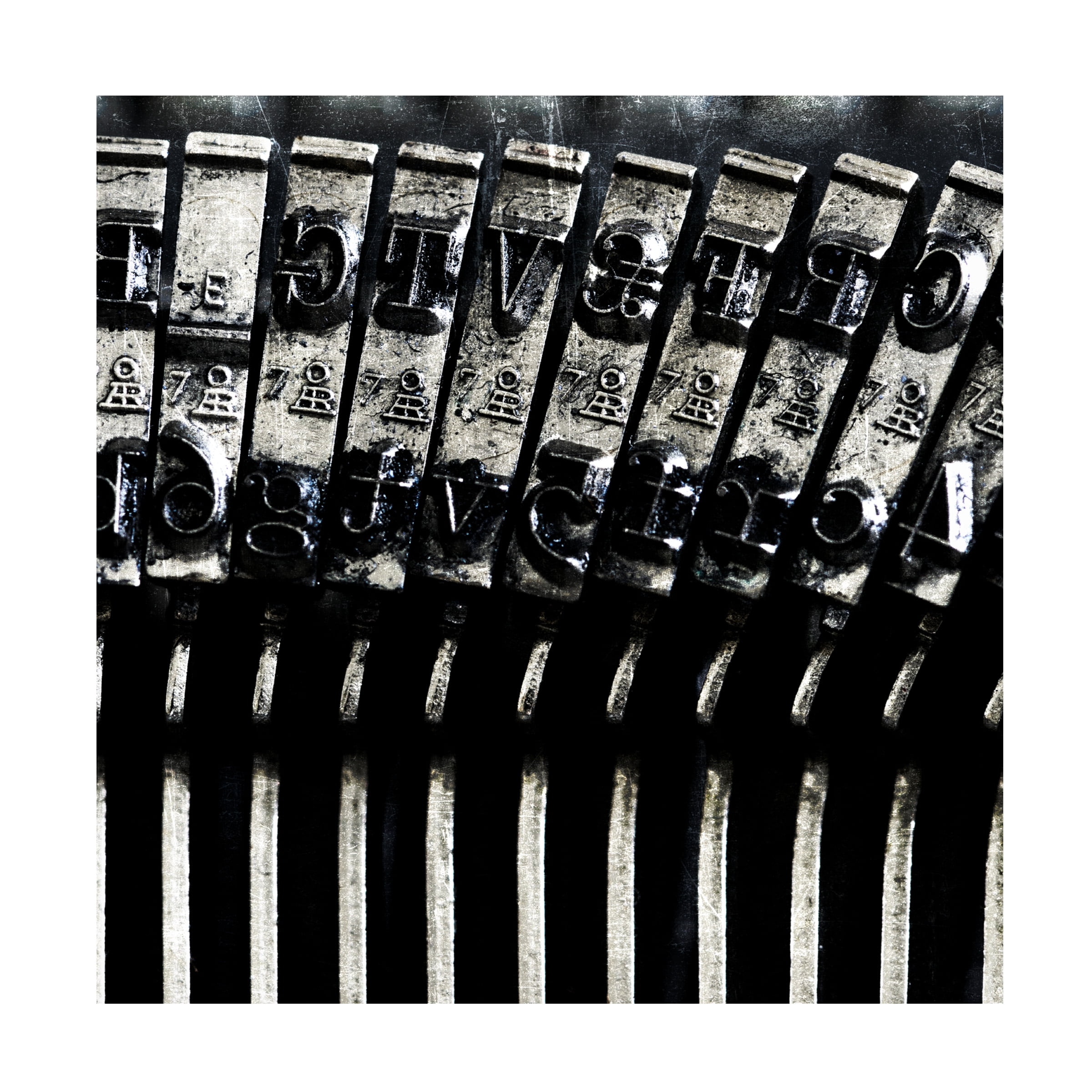 Canvas Wall Art - Tom Quartermaine 'Black and White Macro Typewriter' Wall Art for Living Room, Bedroom, or Office DÃ©cor by Trademark Fine Art - 18 x 18 Inches