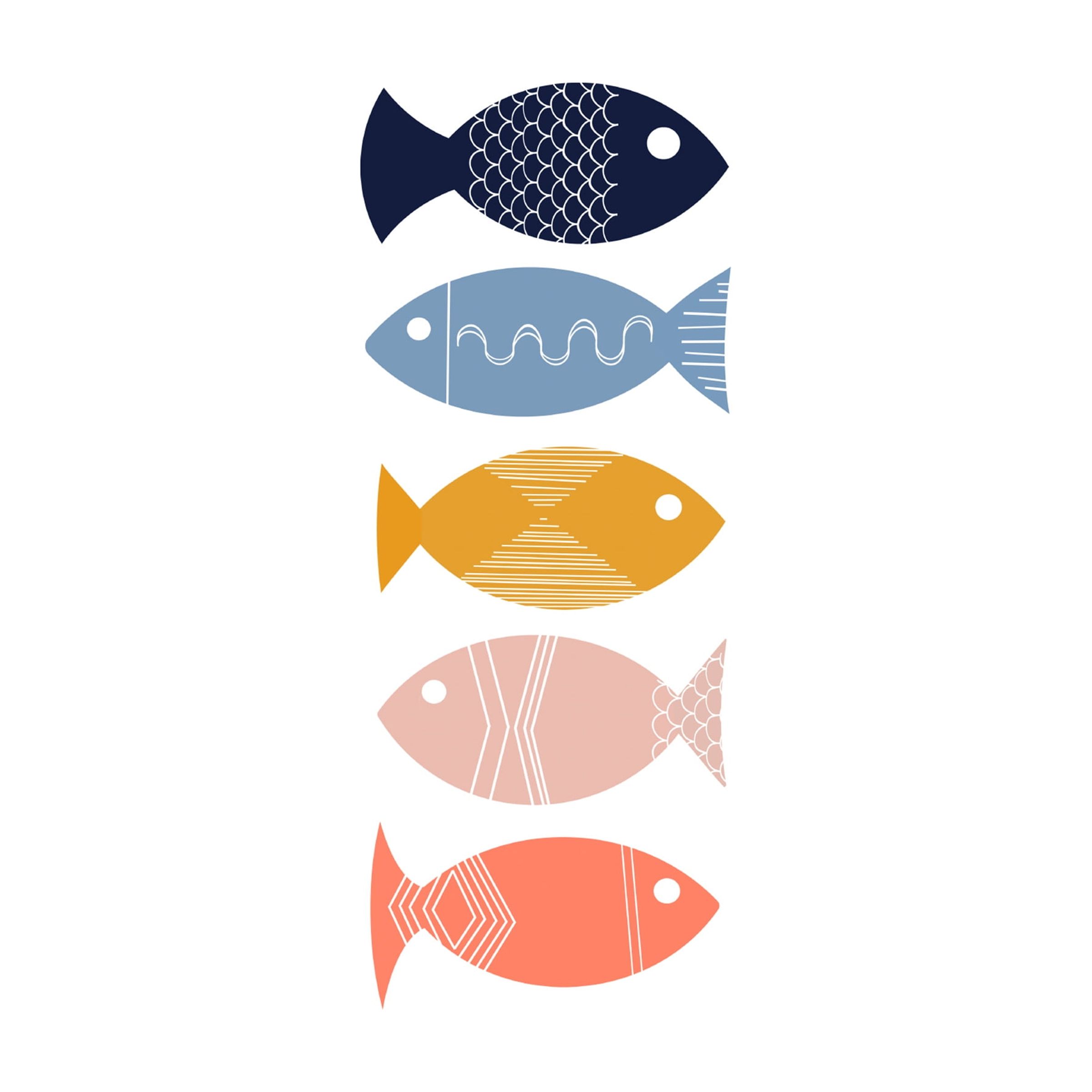 Canvas Wall Art - Tom Quartermaine 'Colorful Abstract Fish Scandinavian Style' Wall Art for Living Room, Bedroom, or Office DÃ©cor by Trademark Fine Art - 12 x 19 Inches