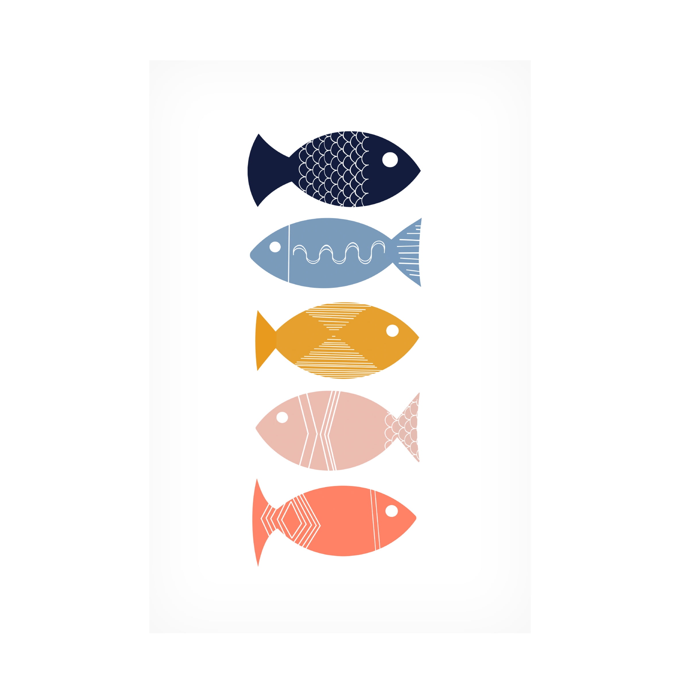 Canvas Wall Art - Tom Quartermaine 'Colorful Abstract Fish Scandinavian Style' Wall Art for Living Room, Bedroom, or Office DÃ©cor by Trademark Fine Art - 16 x 24 Inches