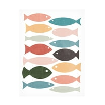 Canvas Wall Art - Tom Quartermaine 'Colorful Abstract Rows of Fish' Wall Art for Living Room, Bedroom, or Office Décor by Trademark Fine Art - 14 x 19 Inches