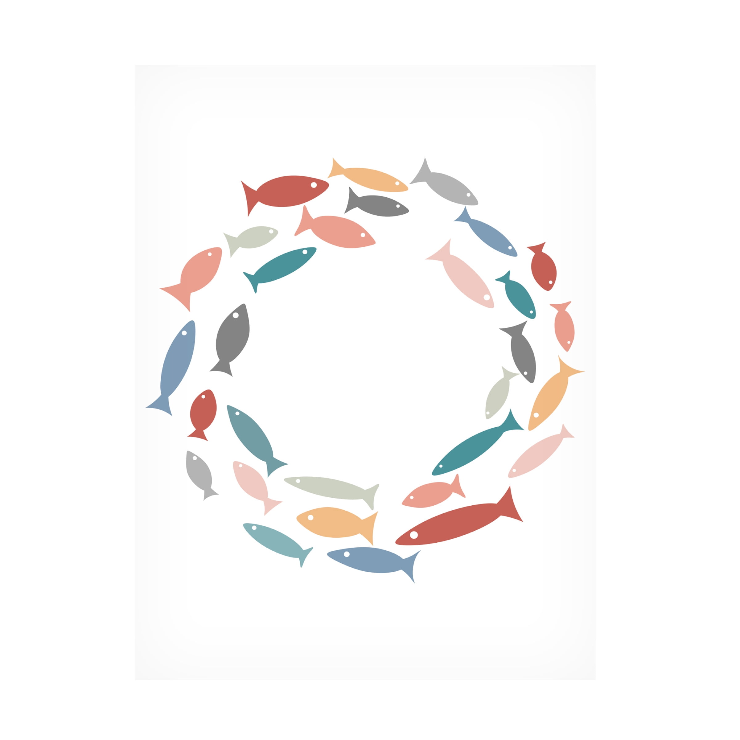 Canvas Wall Art - Tom Quartermaine 'Colorful Abstract Shoal of Fish' Wall Art for Living Room, Bedroom, or Office Décor by Trademark Fine Art - 35 x 47 Inches