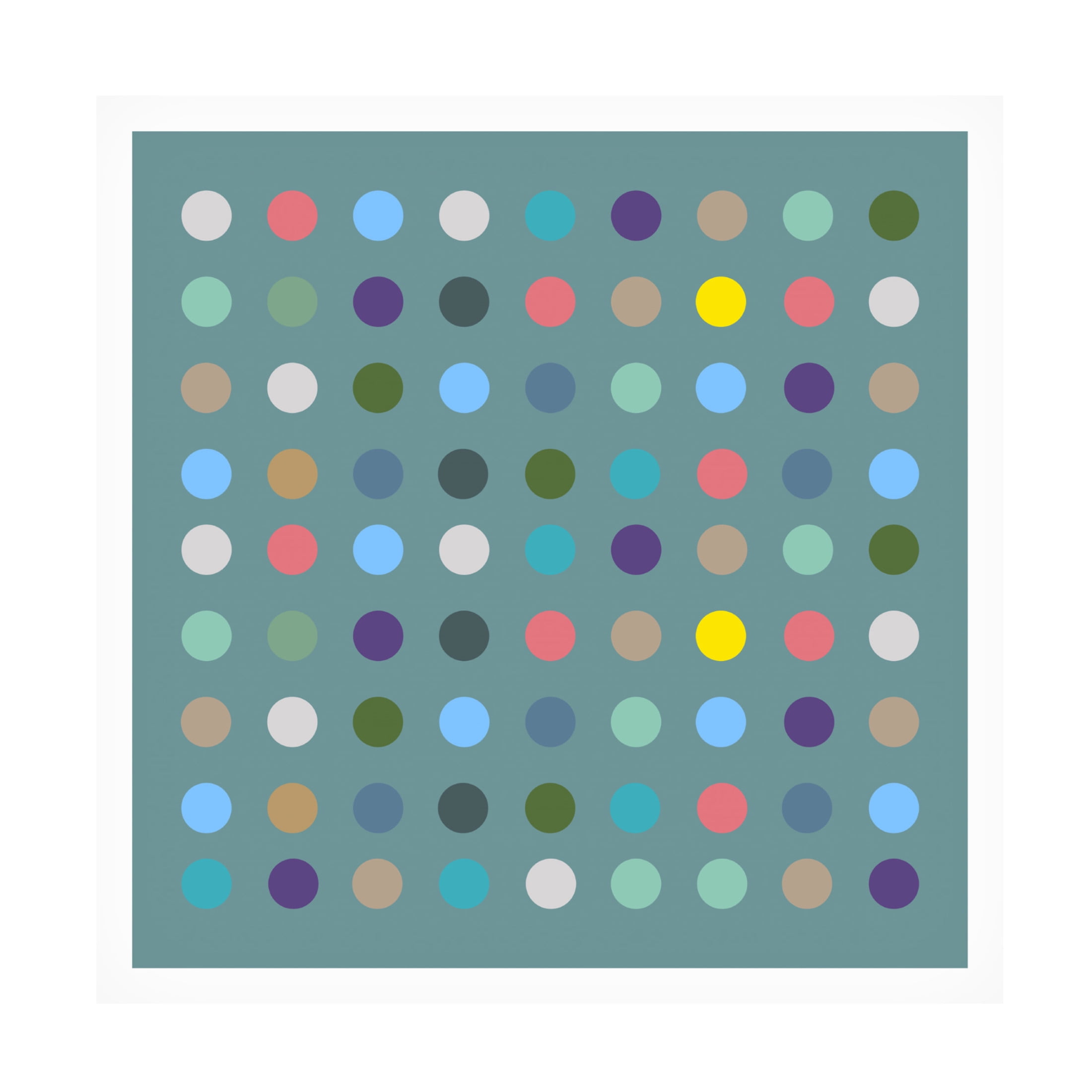 Canvas Wall Art - Tom Quartermaine 'Colorful Polka Dots on Blue in Square' Wall Art for Living Room, Bedroom, or Office Décor by Trademark Fine Art - 24 x 24 Inches