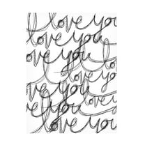 Canvas Wall Art - Tom Quartermaine 'I Love You Grunge Handwriting' Wall Art for Living Room, Bedroom, or Office Décor by Trademark Fine Art - 14 x 19 Inches