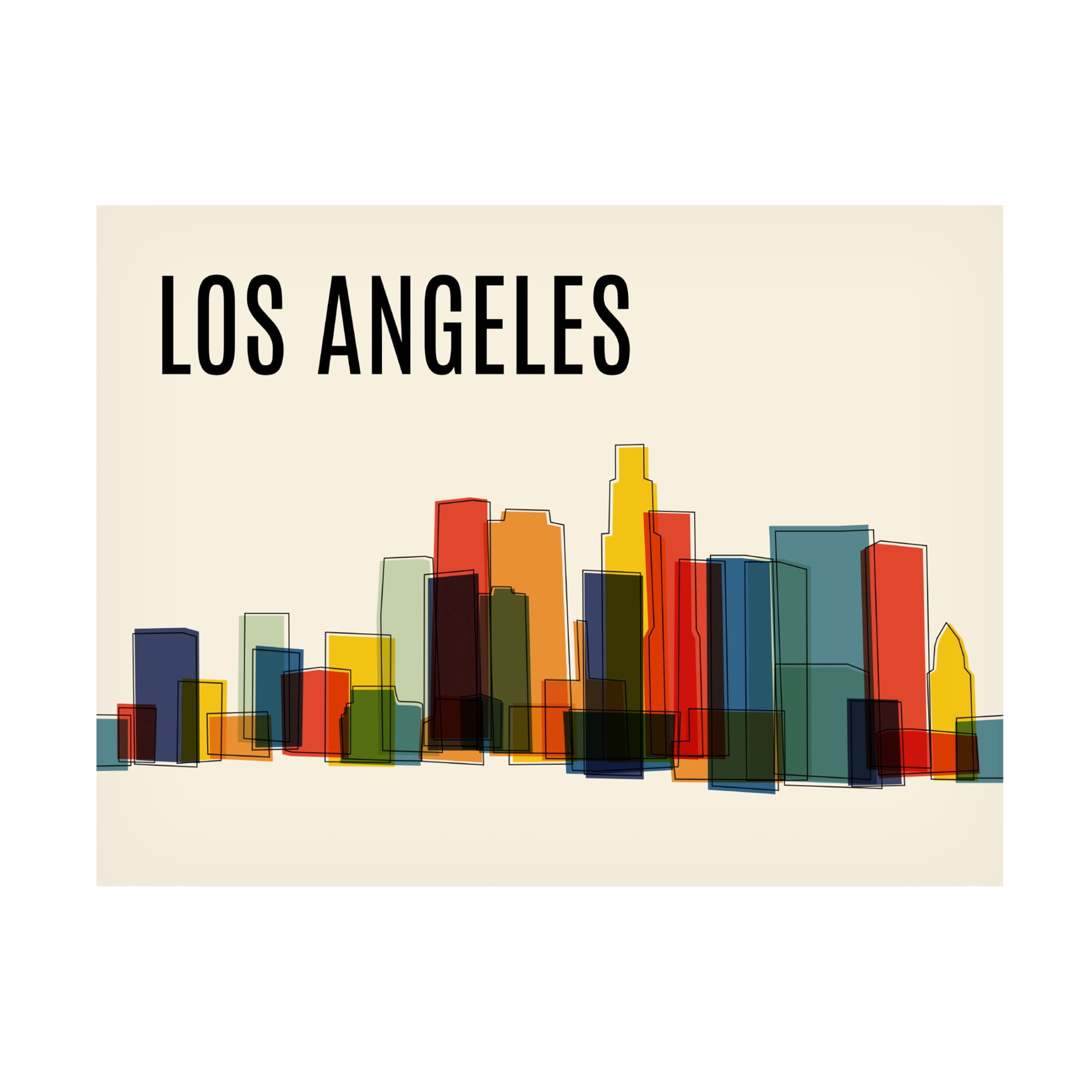 Canvas Wall Art - Tom Quartermaine 'Los Angeles Mid Century Modern Cityscape' Wall Art for Living Room, Bedroom, or Office Décor by Trademark Fine Art - 32 x 24 Inches