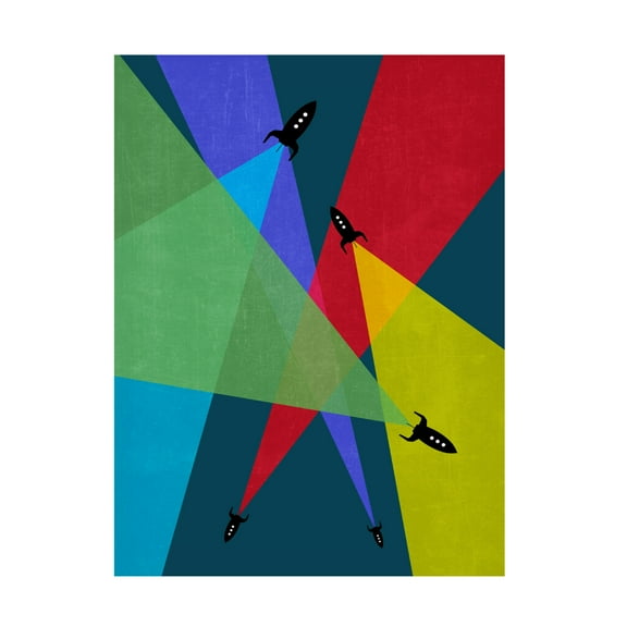 Canvas Wall Art - Tom Quartermaine 'Rainbow Rocket Abstract 2' Wall Art for Living Room, Bedroom, or Office Décor by Trademark Fine Art - 14 x 19 Inches