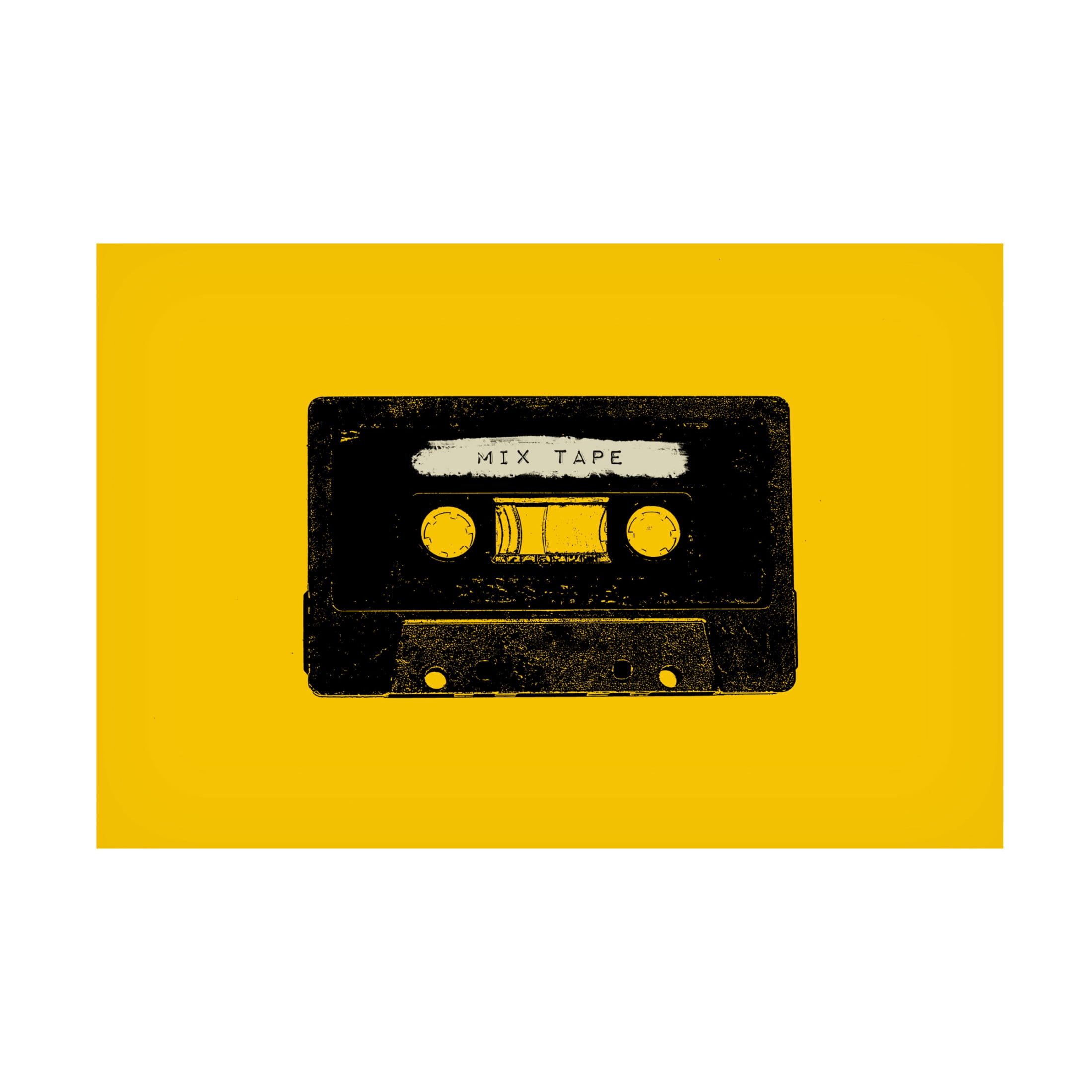 Canvas Wall Art - Tom Quartermaine 'Retro Yellow Cassette Tape' Wall Art for Living Room, Bedroom, or Office Décor by Trademark Fine Art - 19 x 12 Inches