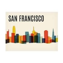 Canvas Wall Art - Tom Quartermaine 'San Francisco Mid Century Modern Cityscape' Wall Art for Living Room, Bedroom, or Office Décor by Trademark Fine Art - 19 x 14 Inches