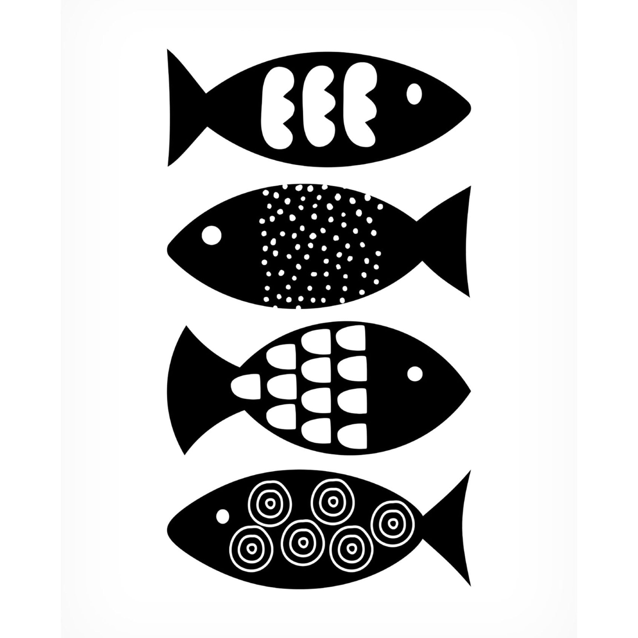 Canvas Wall Art - Tom Quartermaine 'Scandinavian Black and White Abstract Fish' Wall Art for Living Room, Bedroom, or Office Décor by Trademark Fine Art - 24 x 32 Inches