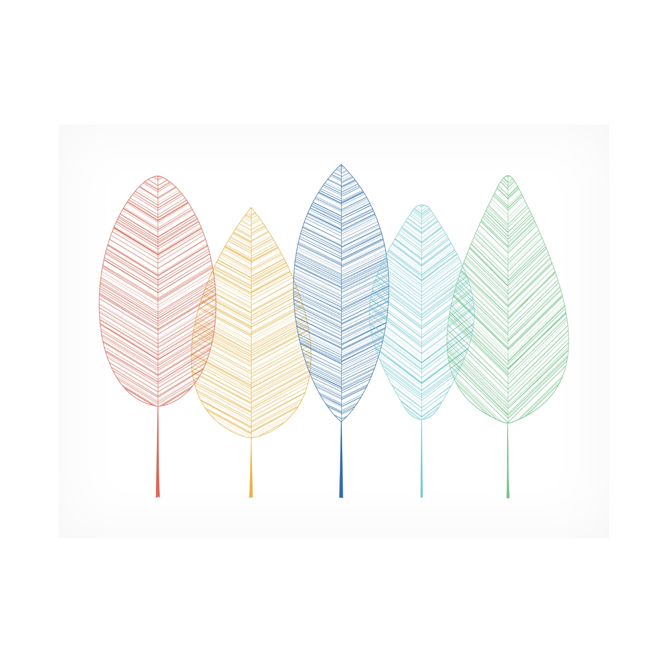 Canvas Wall Art - Tom Quartermaine 'Scandinavian Colorful Leaves' Wall Art for Living Room, Bedroom, or Office Décor by Trademark Fine Art - 19 x 14 Inches