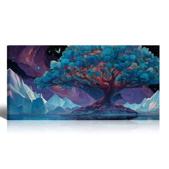 Canvas Wall Art Tree of Life - Large Abstract Canvas Prints with Colorful Graffiti Tree, Modern Nature Landscape Painting for Living Room Bedroom Decor