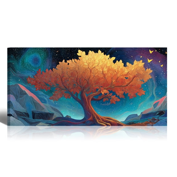 Large Tree of Life Canvas Wall Art, Abstract Canvas Prints Fantasy Landscape Paintings, Oversized Nature Pictures Artwork for Modern Home Decoration