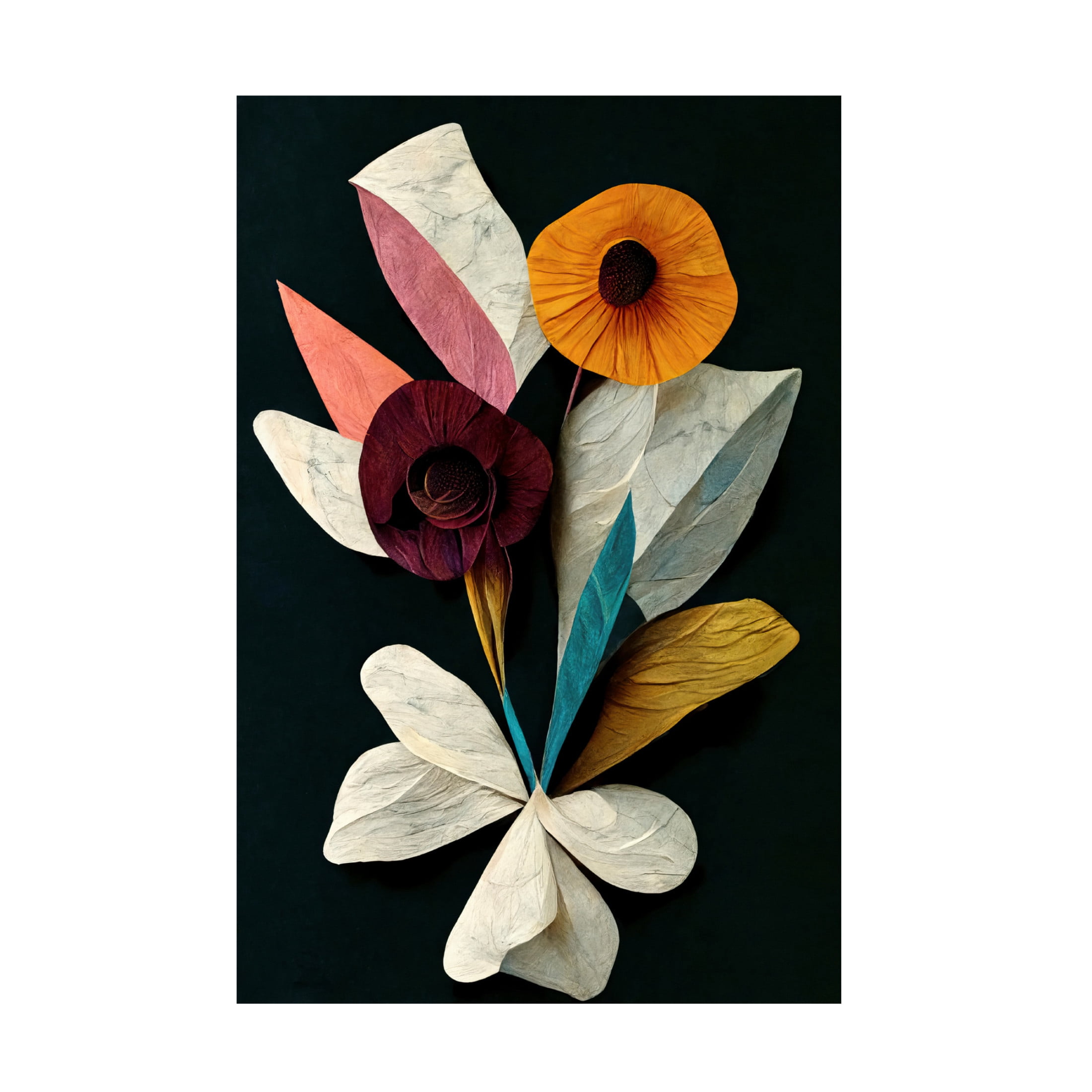 Canvas Wall Art - Treechild 'A Paper Bouquet' Wall Art for Living Room, Bedroom, or Office D?cor by Trademark Fine Art - 12 x 19 Inches