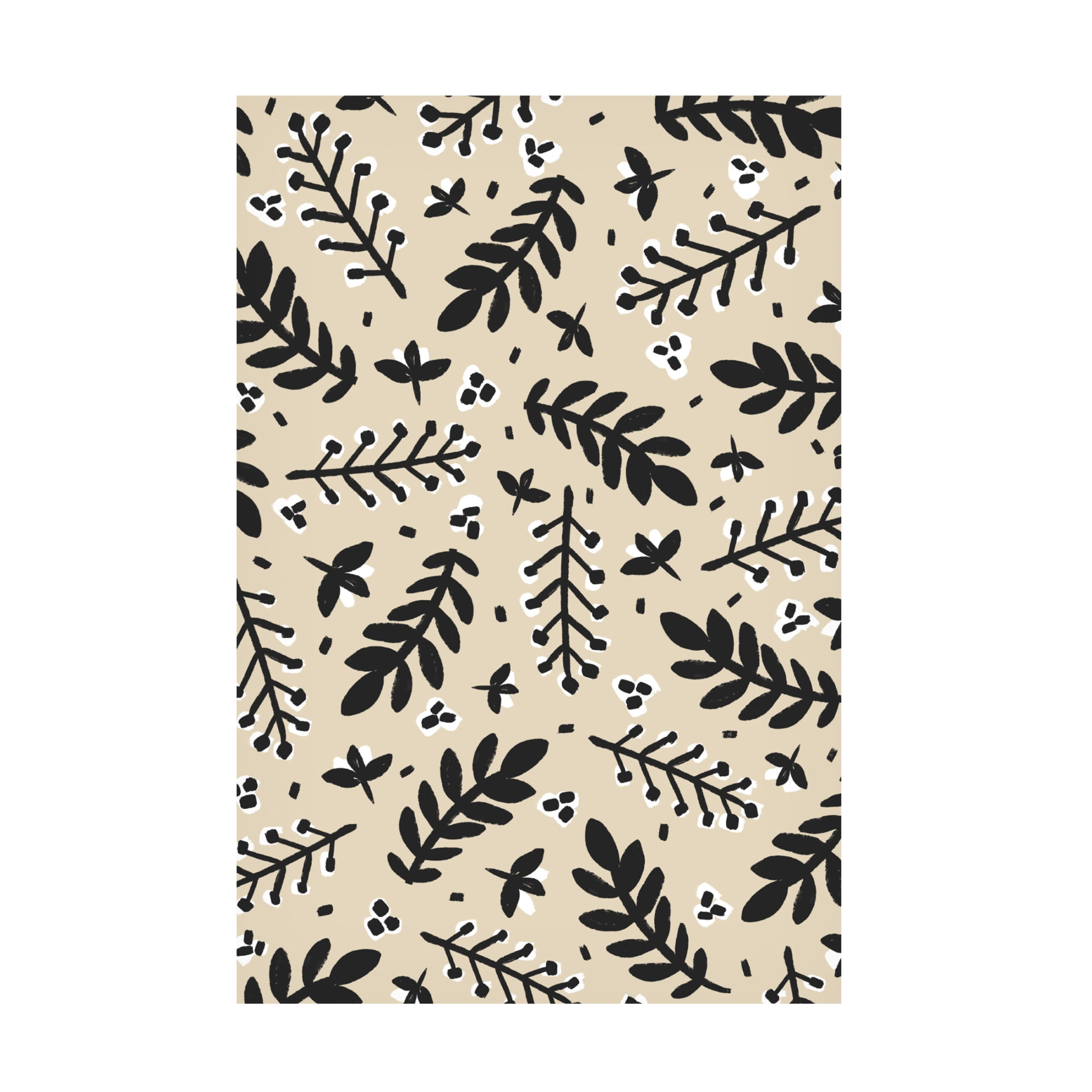 Canvas Wall Art - Treechild 'Banches And Berries (Beige)' Wall Art for Living Room, Bedroom, or Office D?cor by Trademark Fine Art - 16 x 24 Inches