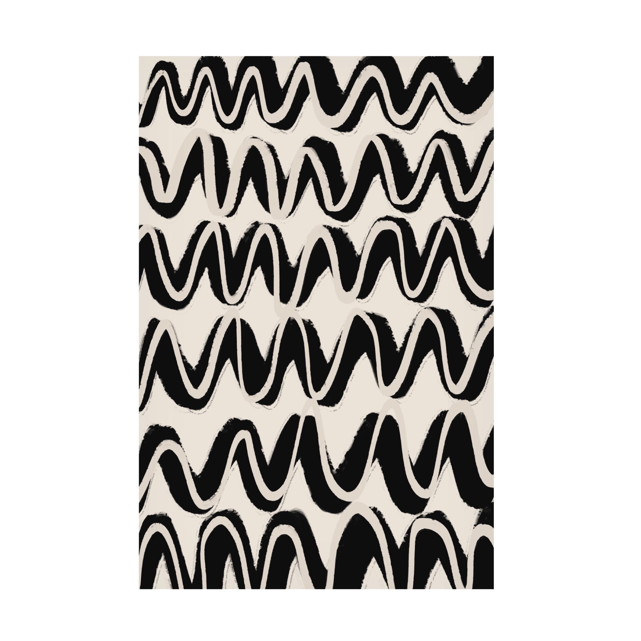 Canvas Wall Art - Treechild 'Beige Black Waves Pattern' Wall Art for Living Room, Bedroom, or Office D?cor by Trademark Fine Art - 12 x 19 Inches