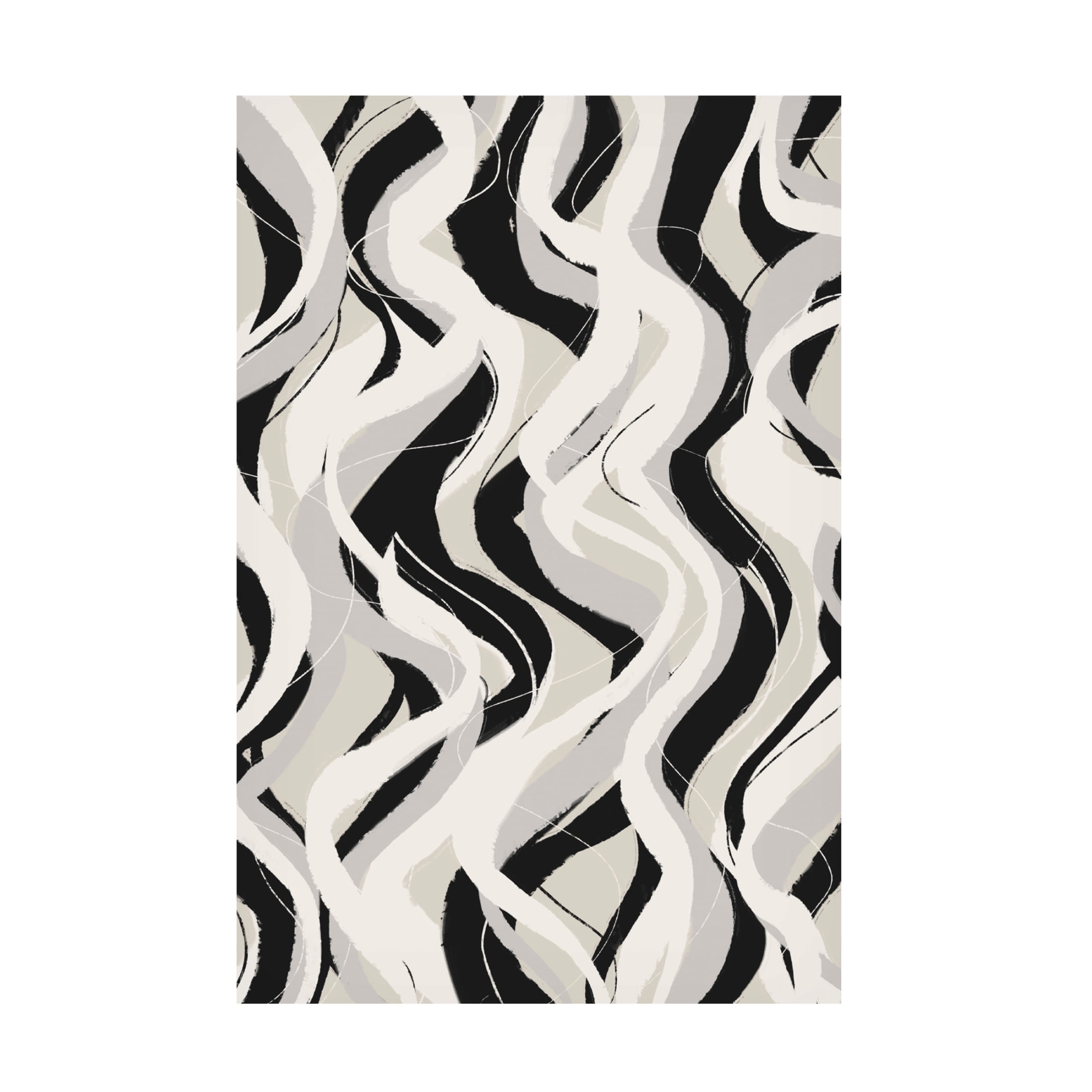 Canvas Wall Art - Treechild 'Beige Grey Black Waves Pattern' Wall Art for Living Room, Bedroom, or Office D?cor by Trademark Fine Art - 22 x 32 Inches