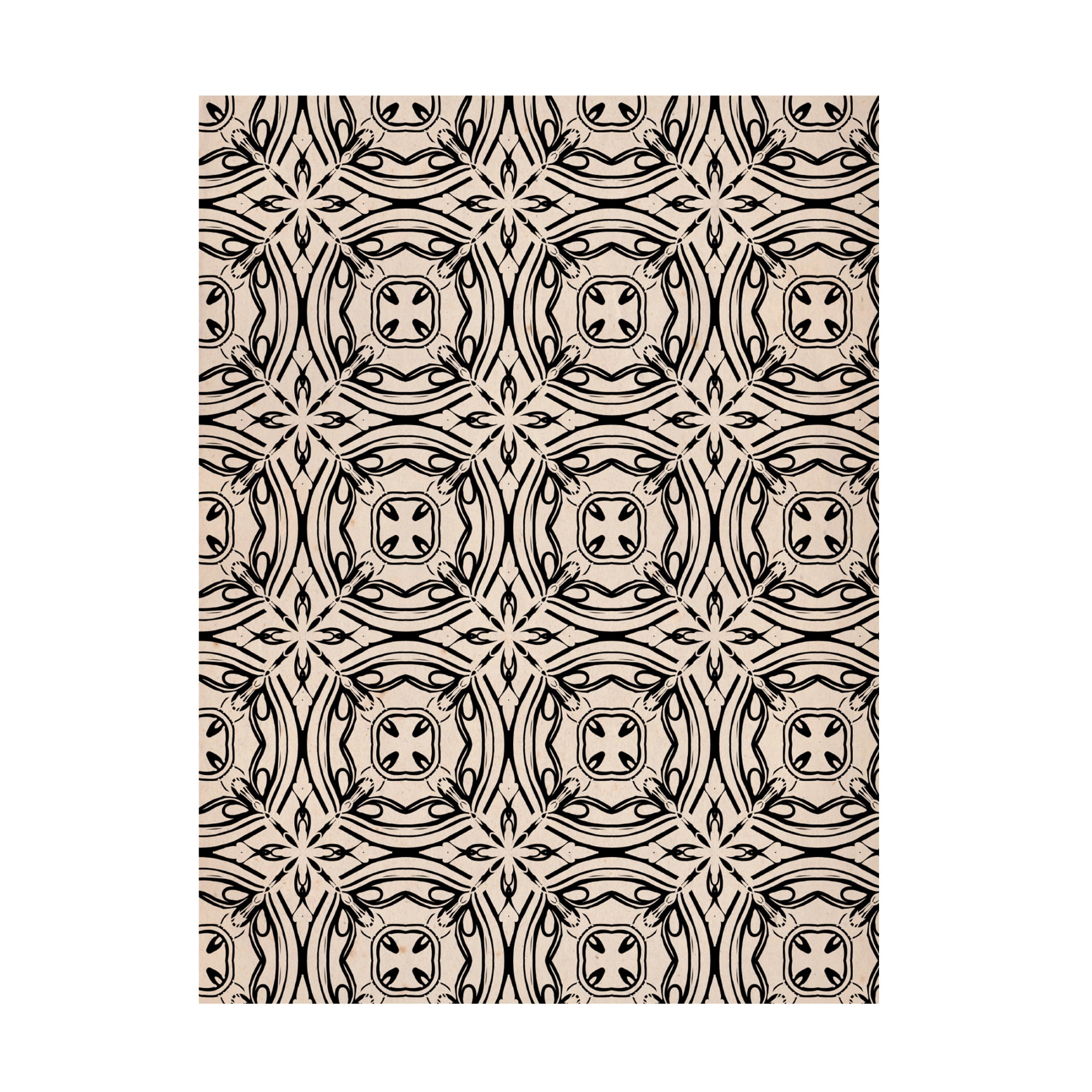 Canvas Wall Art - Treechild 'Beige and Black Tile Pattern' Wall Art for Living Room, Bedroom, or Office D?cor by Trademark Fine Art - 18 x 24 Inches