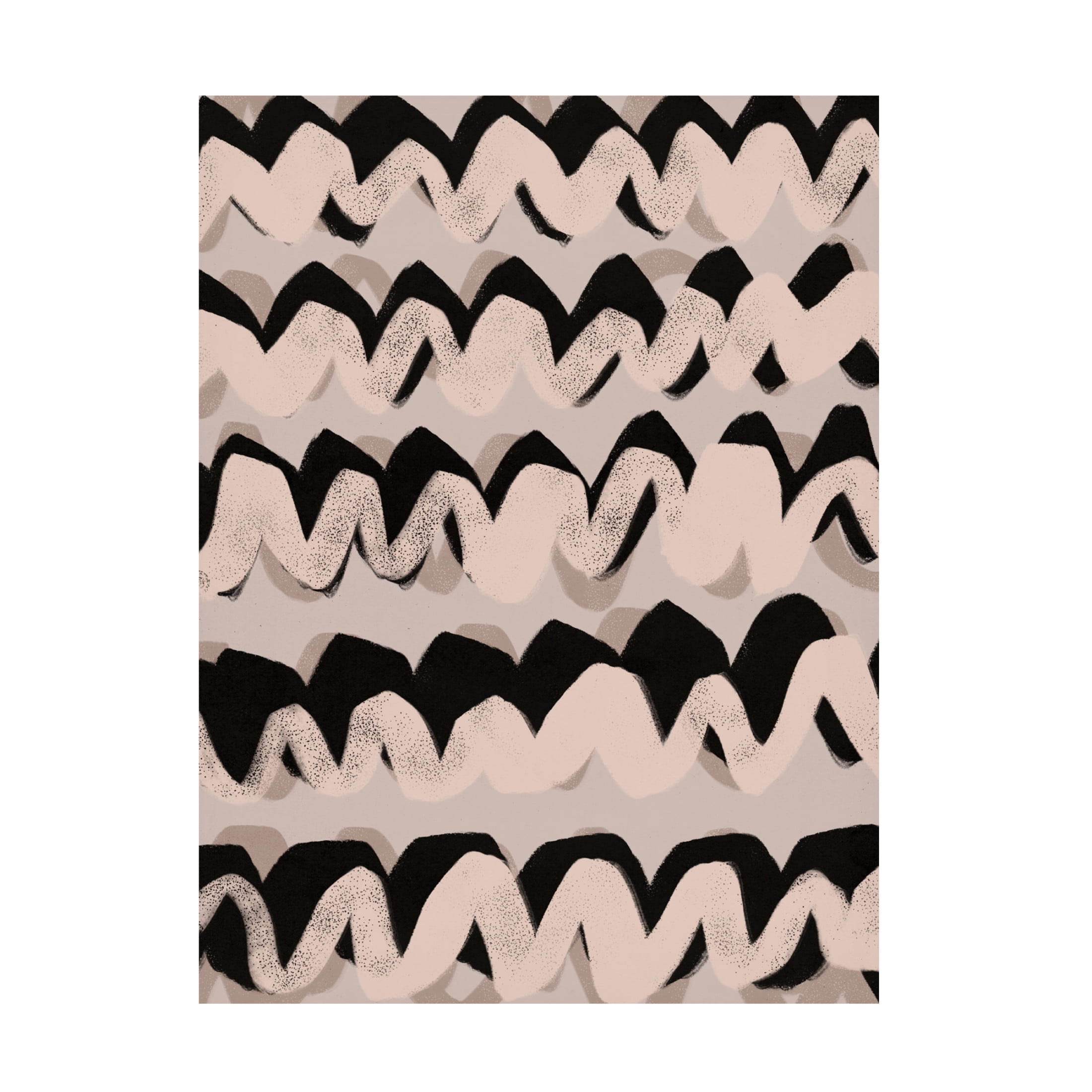 Canvas Wall Art - Treechild 'Big Beige And Black Waves' Wall Art for Living Room, Bedroom, or Office D?cor by Trademark Fine Art - 14 x 19 Inches
