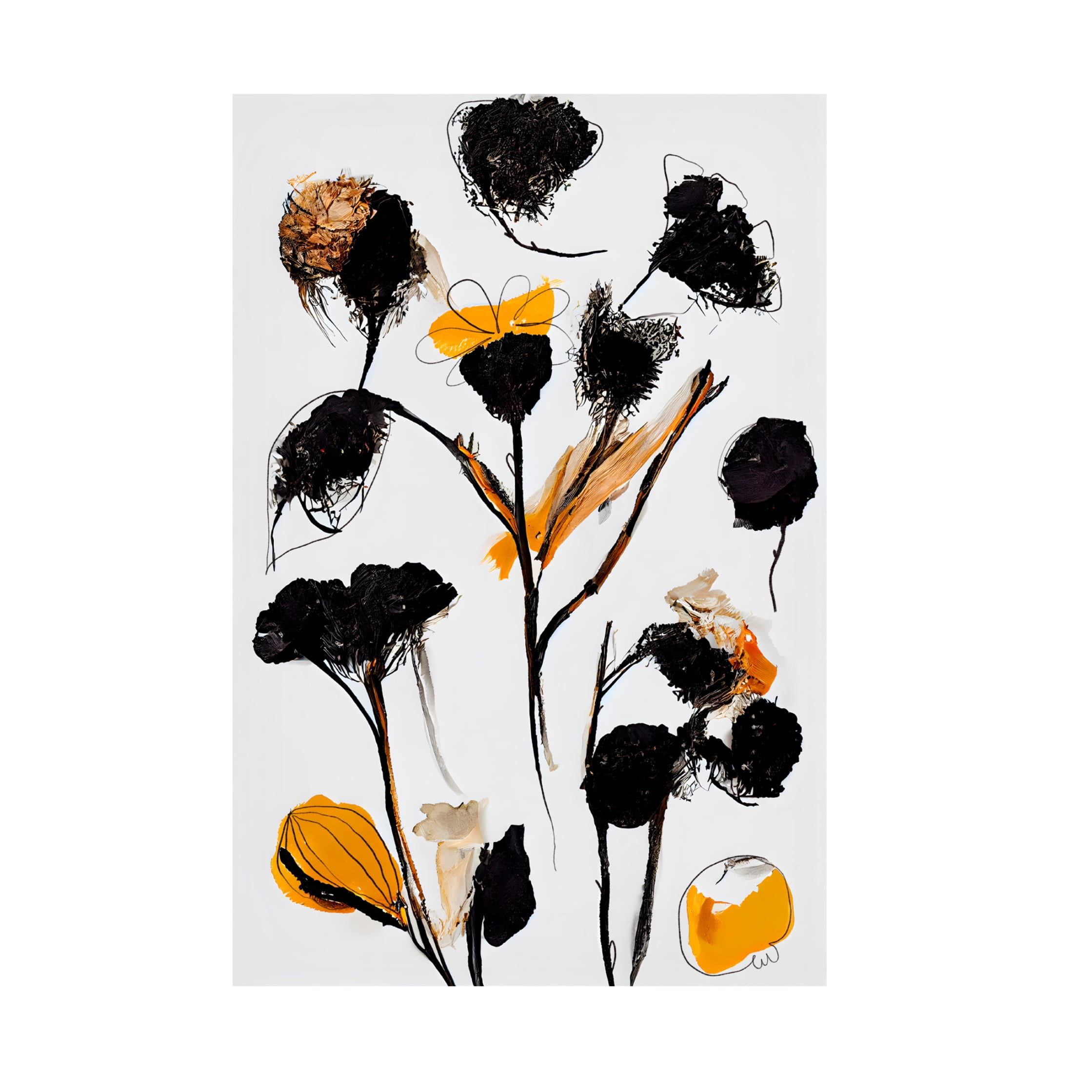 Canvas Wall Art - Treechild 'Black Dry Flowers' Wall Art for Living Room, Bedroom, or Office D?cor by Trademark Fine Art - 22 x 32 Inches