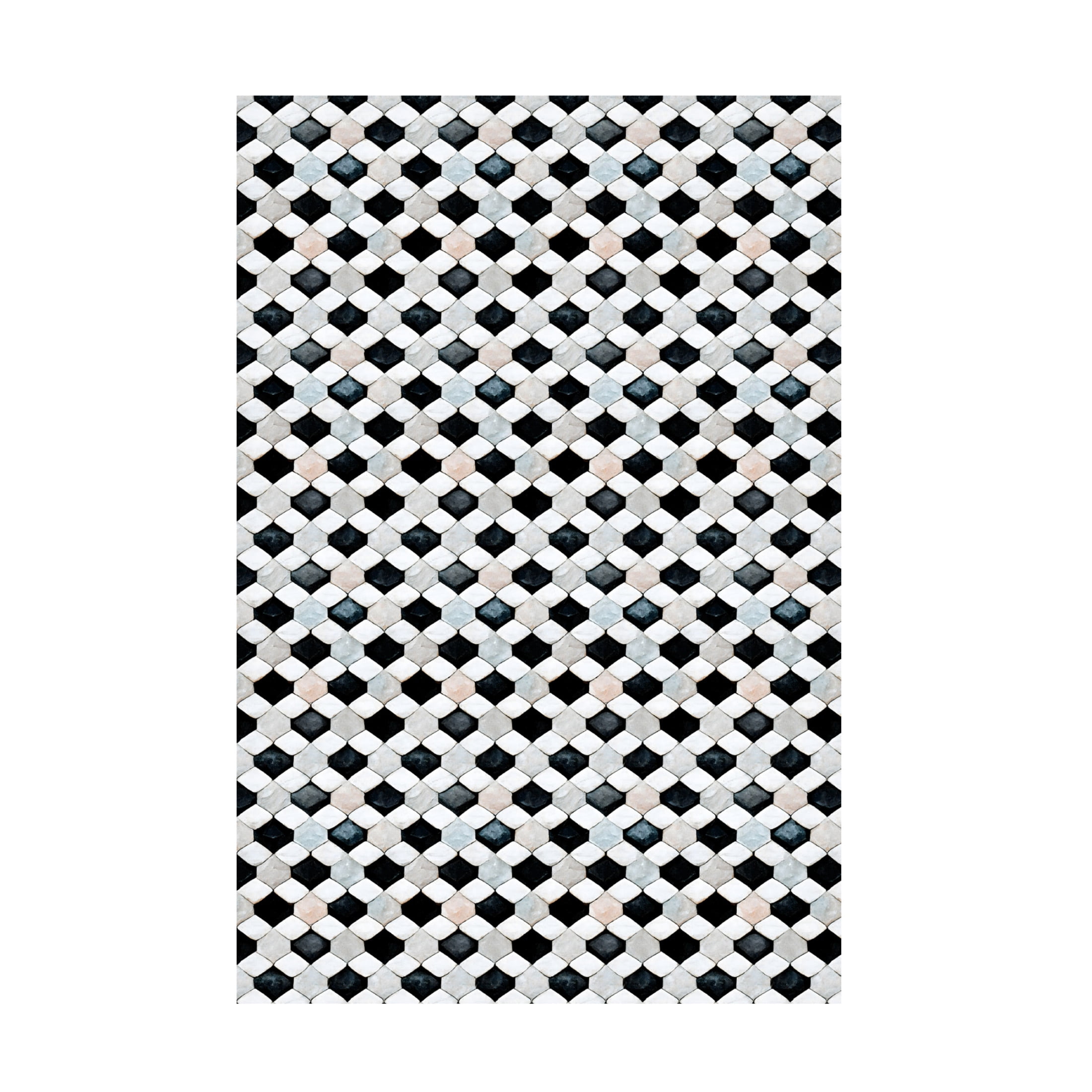 Canvas Wall Art - Treechild 'Black and White Tile Pattern' Wall Art for Living Room, Bedroom, or Office D?cor by Trademark Fine Art - 16 x 24 Inches