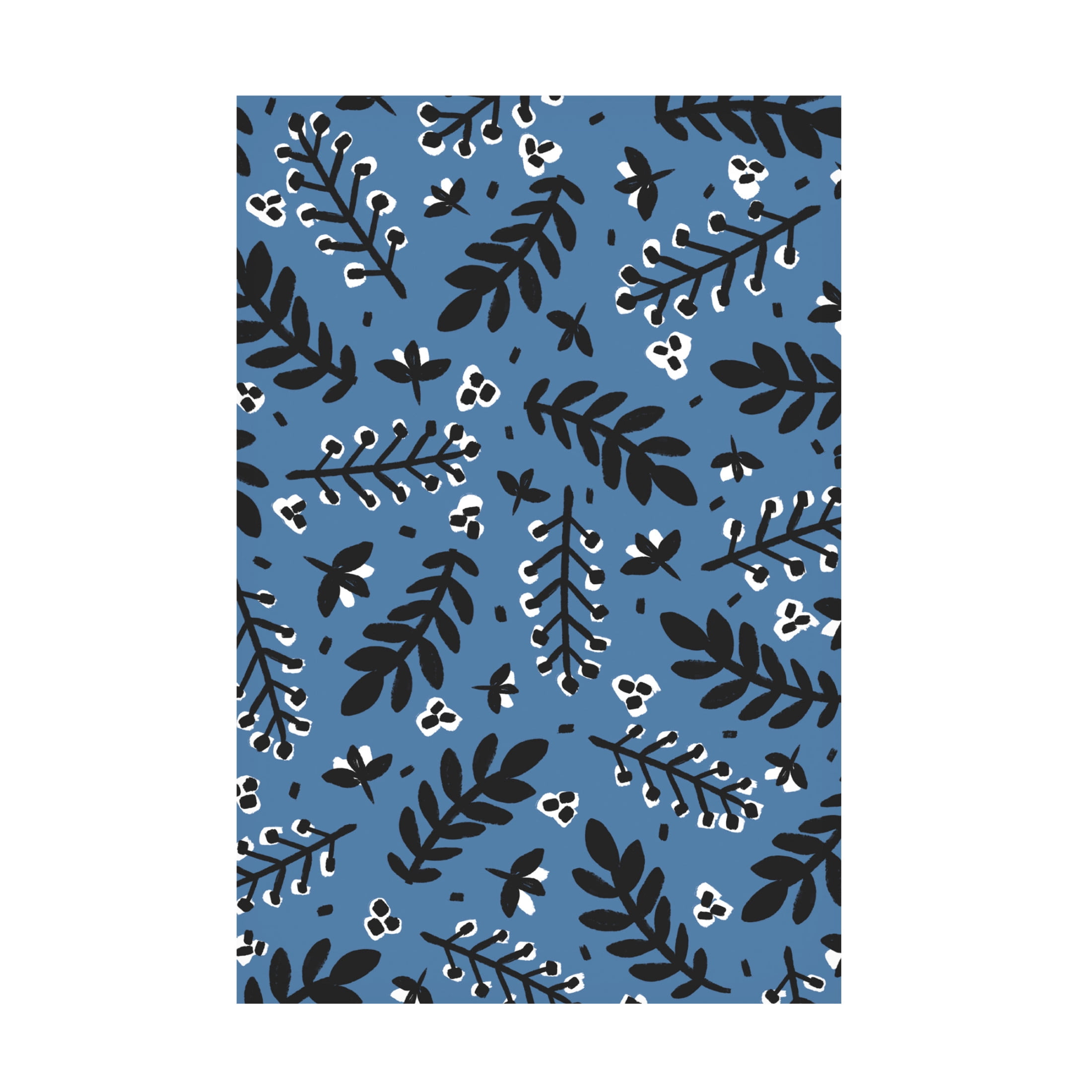 Canvas Wall Art - Treechild 'Branches And Berries (Blue)' Wall Art for Living Room, Bedroom, or Office D?cor by Trademark Fine Art - 12 x 19 Inches