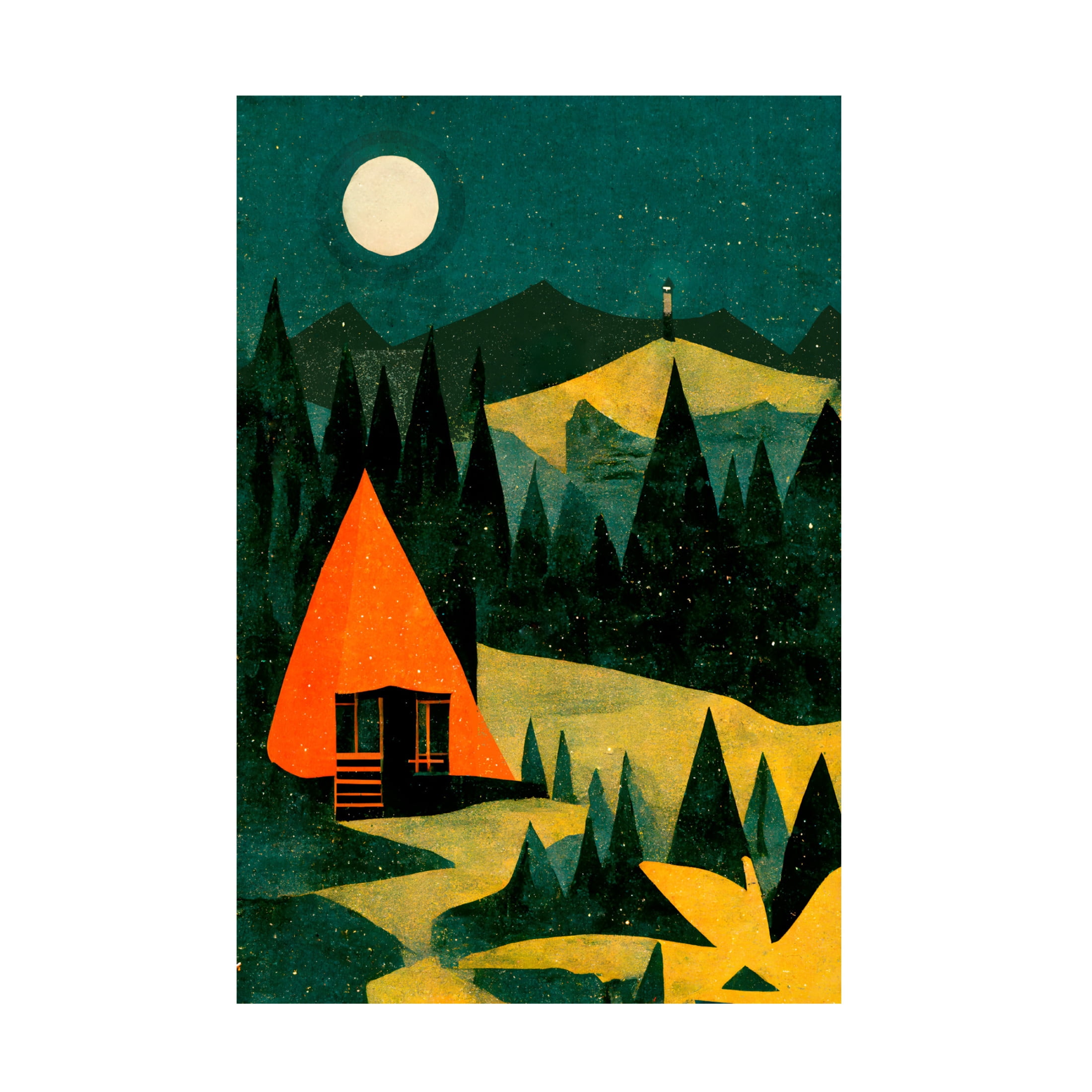Canvas Wall Art - Treechild 'Cabin In The Forest' Wall Art for Living Room, Bedroom, or Office D?cor by Trademark Fine Art - 22 x 32 Inches