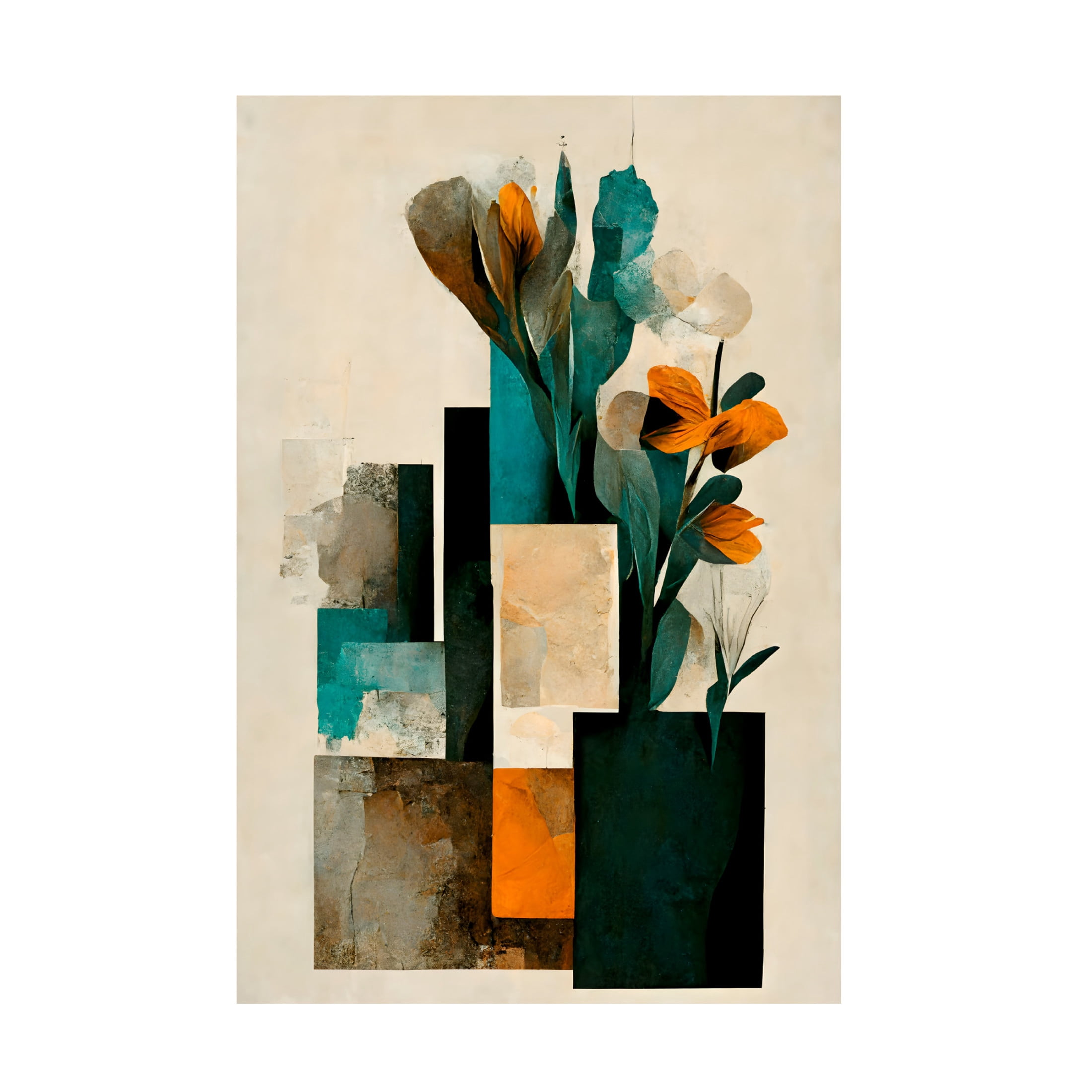 Canvas Wall Art - Treechild 'Cubes And Flowers' Wall Art for Living Room, Bedroom, or Office D?cor by Trademark Fine Art - 30 x 47 Inches