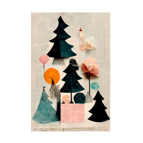 Canvas Wall Art - Treechild 'Cute Pine Tree Composition' Wall Art for Living Room, Bedroom, or Office D?cor by Trademark Fine Art - 12 x 19 Inches