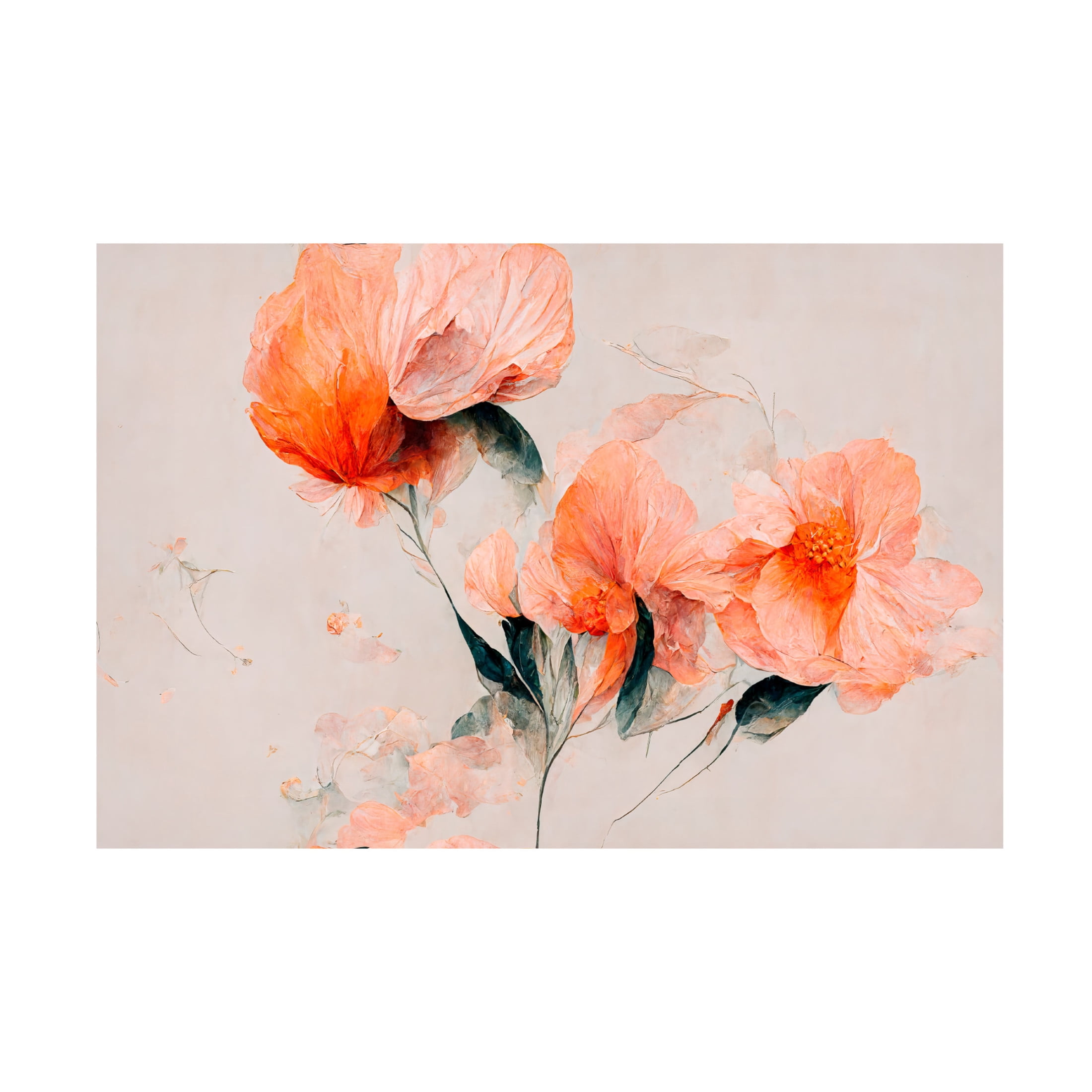 Canvas Wall Art - Treechild 'Filigree Coral Flowers' Wall Art for Living Room, Bedroom, or Office D?cor by Trademark Fine Art - 24 x 16 Inches
