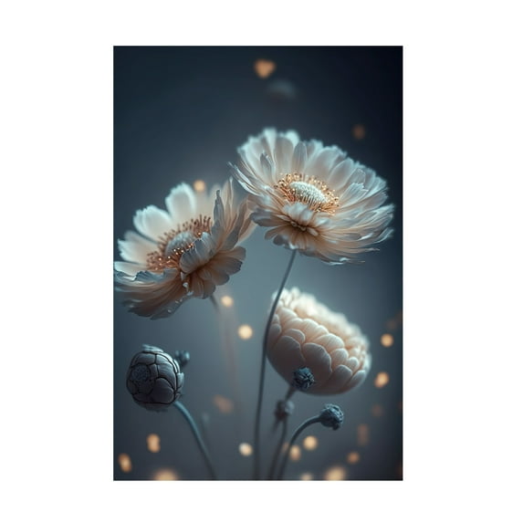 Canvas Wall Art - Treechild 'Flowers At Night' Wall Art for Living Room, Bedroom, or Office D?cor by Trademark Fine Art - 30 x 47 Inches