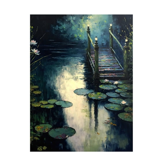 Canvas Wall Art - Treechild 'Footbridge By The Water' Wall Art for Living Room, Bedroom, or Office D?cor by Trademark Fine Art - 14 x 19 Inches