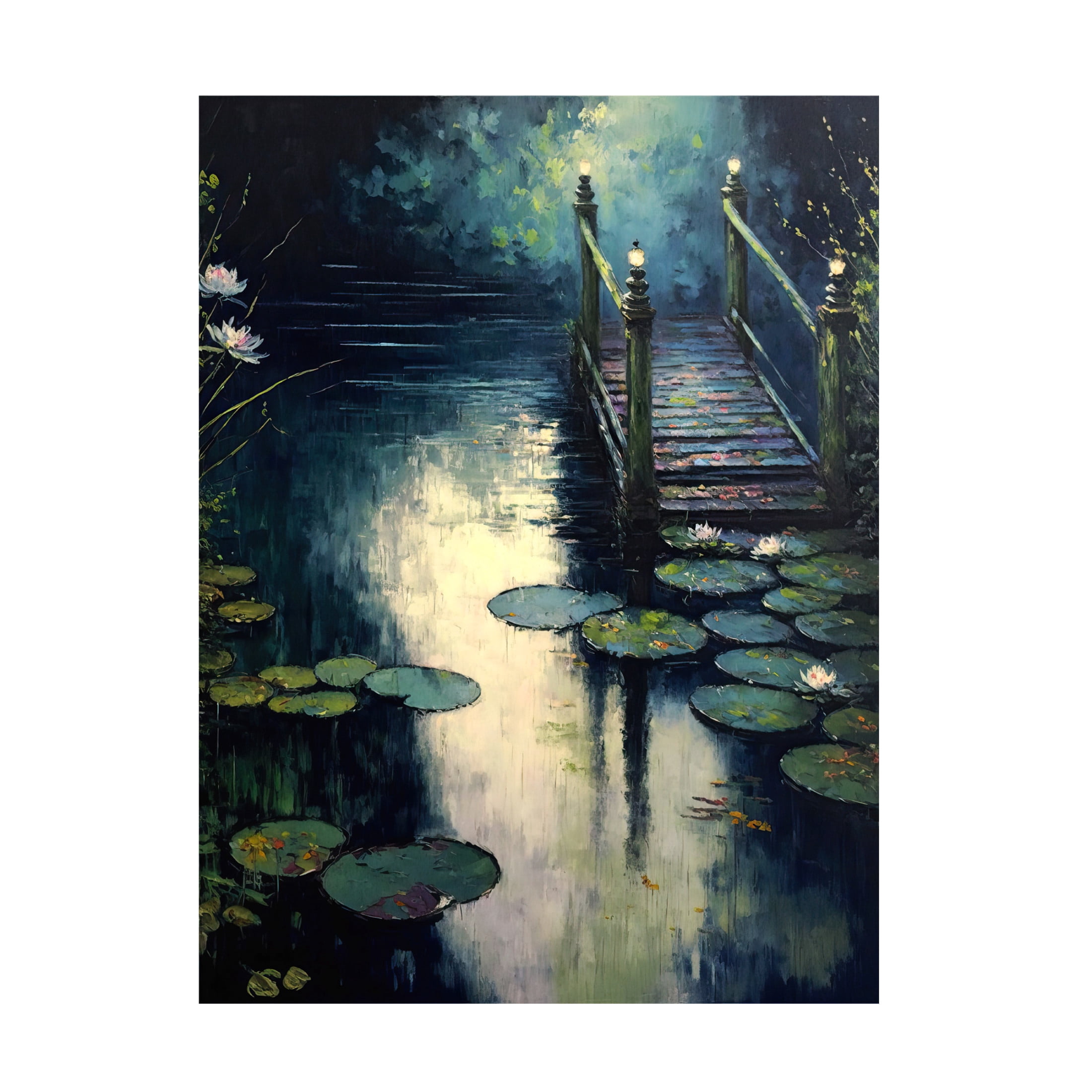 Canvas Wall Art - Treechild 'Footbridge By The Water' Wall Art for Living Room, Bedroom, or Office D?cor by Trademark Fine Art - 24 x 32 Inches