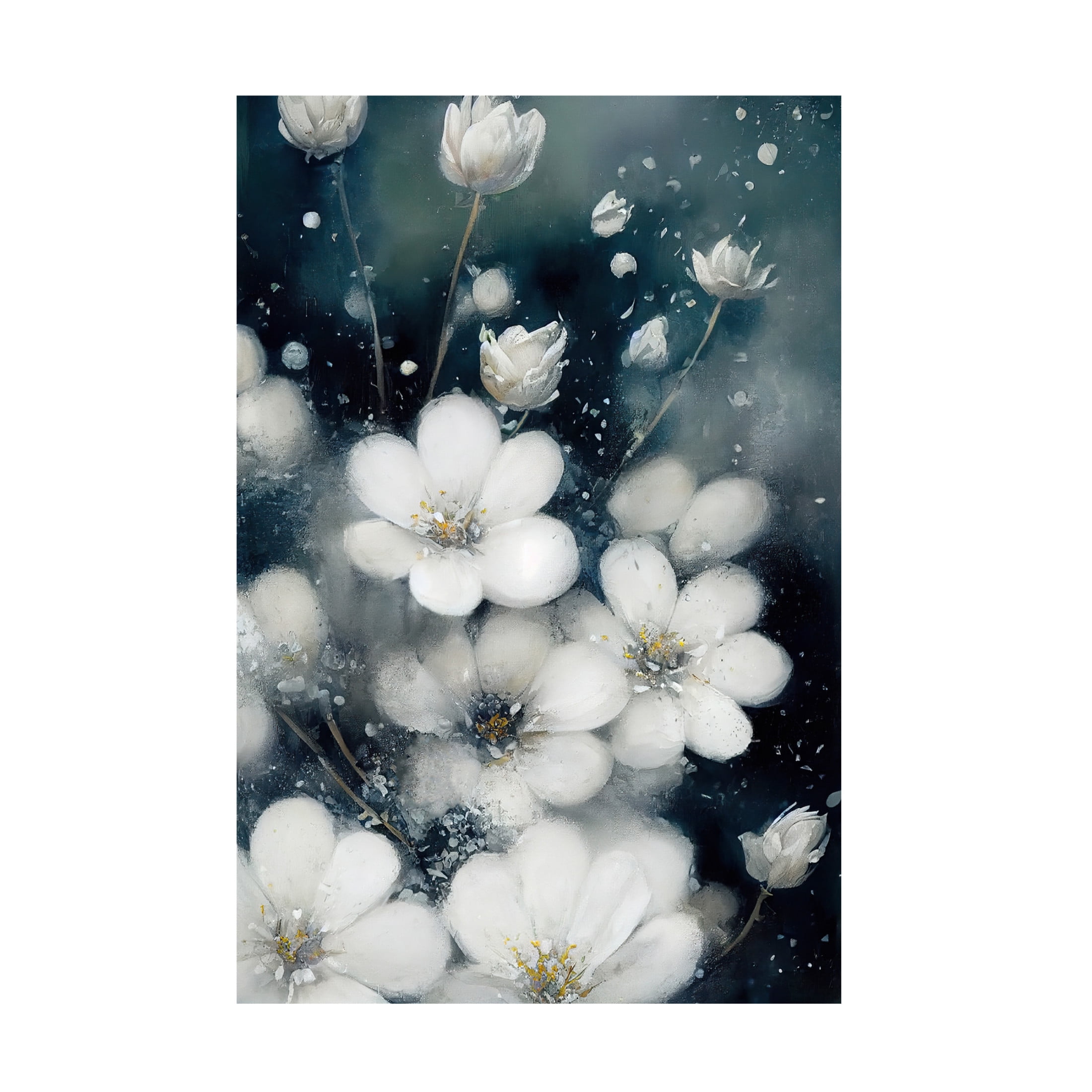 Canvas Wall Art - Treechild 'Frozen Flowers' Wall Art for Living Room, Bedroom, or Office D?cor by Trademark Fine Art - 30 x 47 Inches