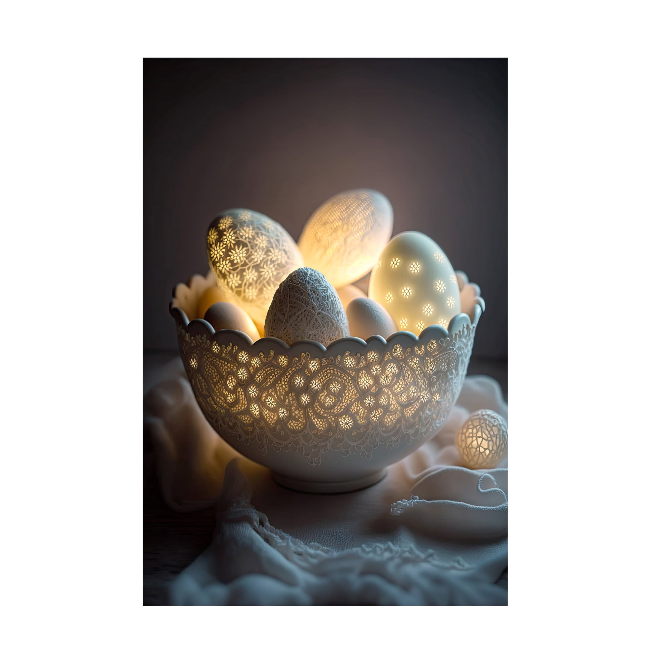Canvas Wall Art - Treechild 'Glowing Eggs' Wall Art for Living Room, Bedroom, or Office D?cor by Trademark Fine Art - 30 x 47 Inches