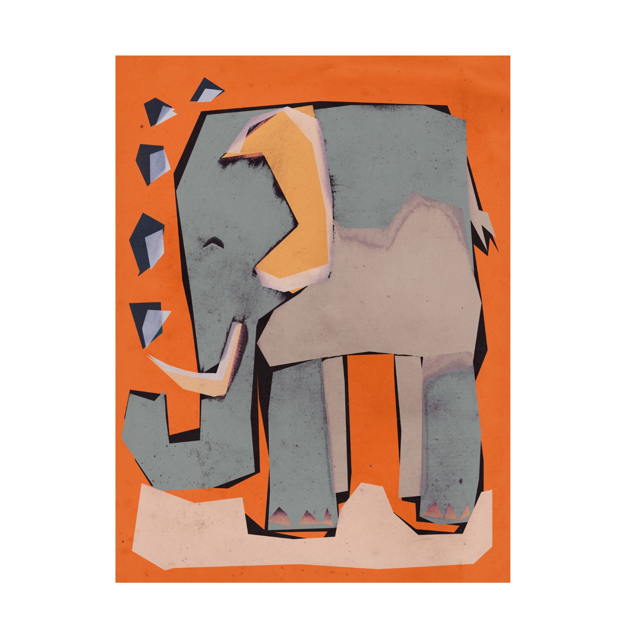 Canvas Wall Art - Treechild 'Happy Elephant' Wall Art for Living Room, Bedroom, or Office D?cor by Trademark Fine Art - 35 x 47 Inches