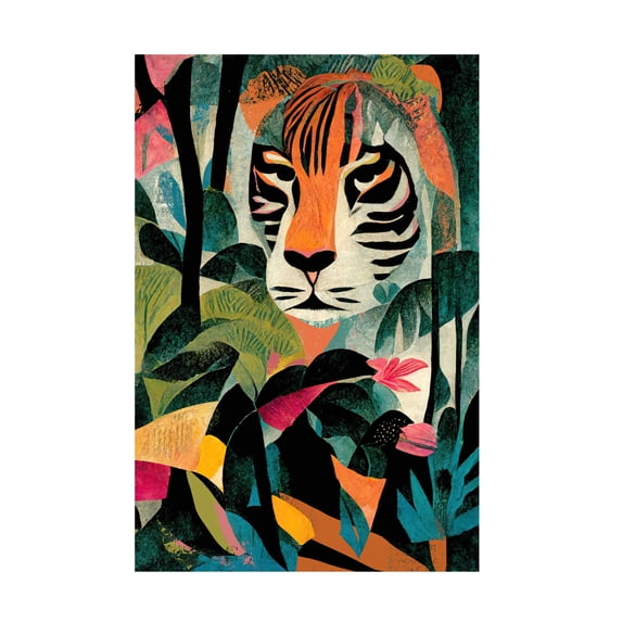 Canvas Wall Art - Treechild 'Jungle Tiger' Wall Art for Living Room, Bedroom, or Office D?cor by Trademark Fine Art - 30 x 47 Inches