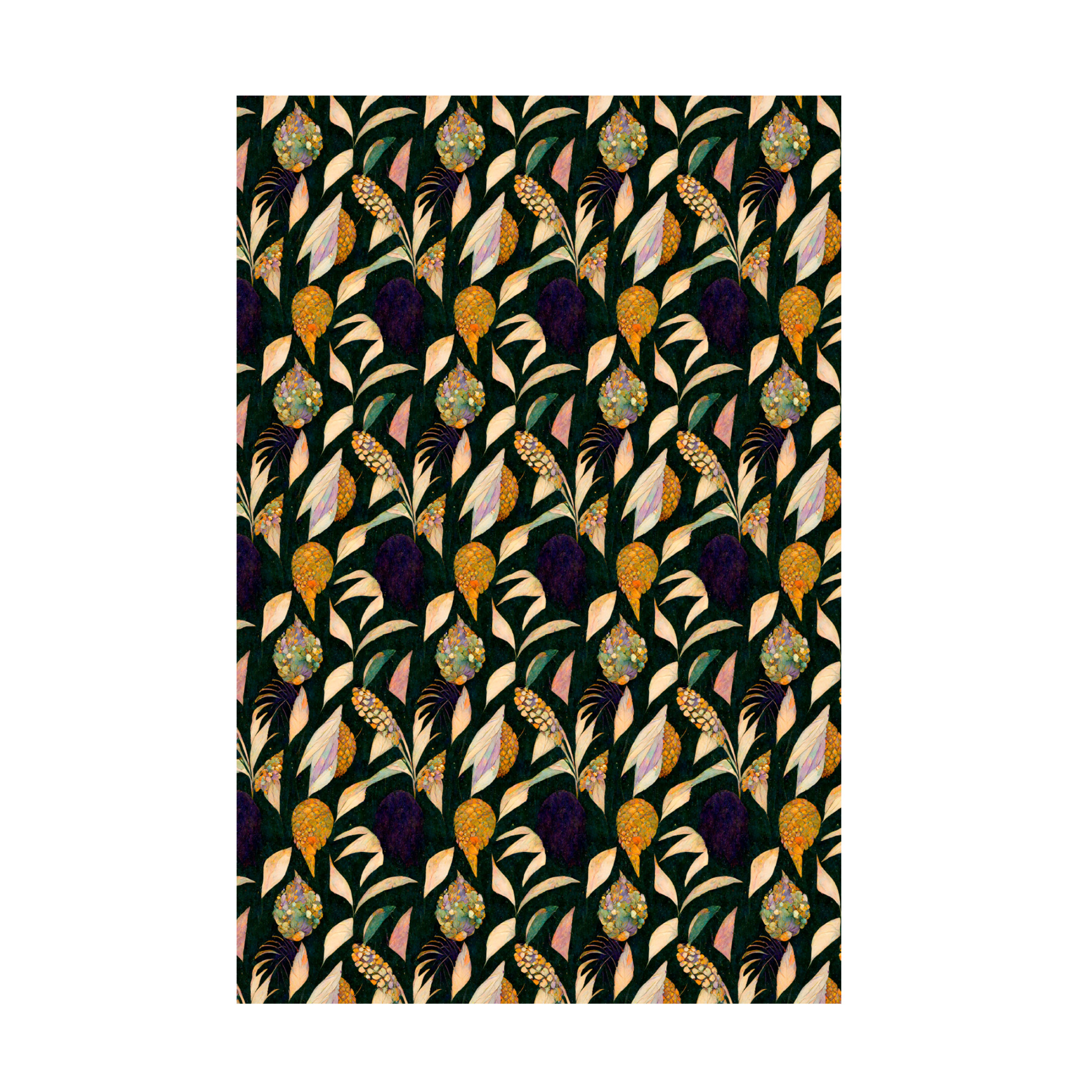 Canvas Wall Art - Treechild 'Leafs And Corn Pattern' Wall Art for Living Room, Bedroom, or Office D?cor by Trademark Fine Art - 12 x 19 Inches