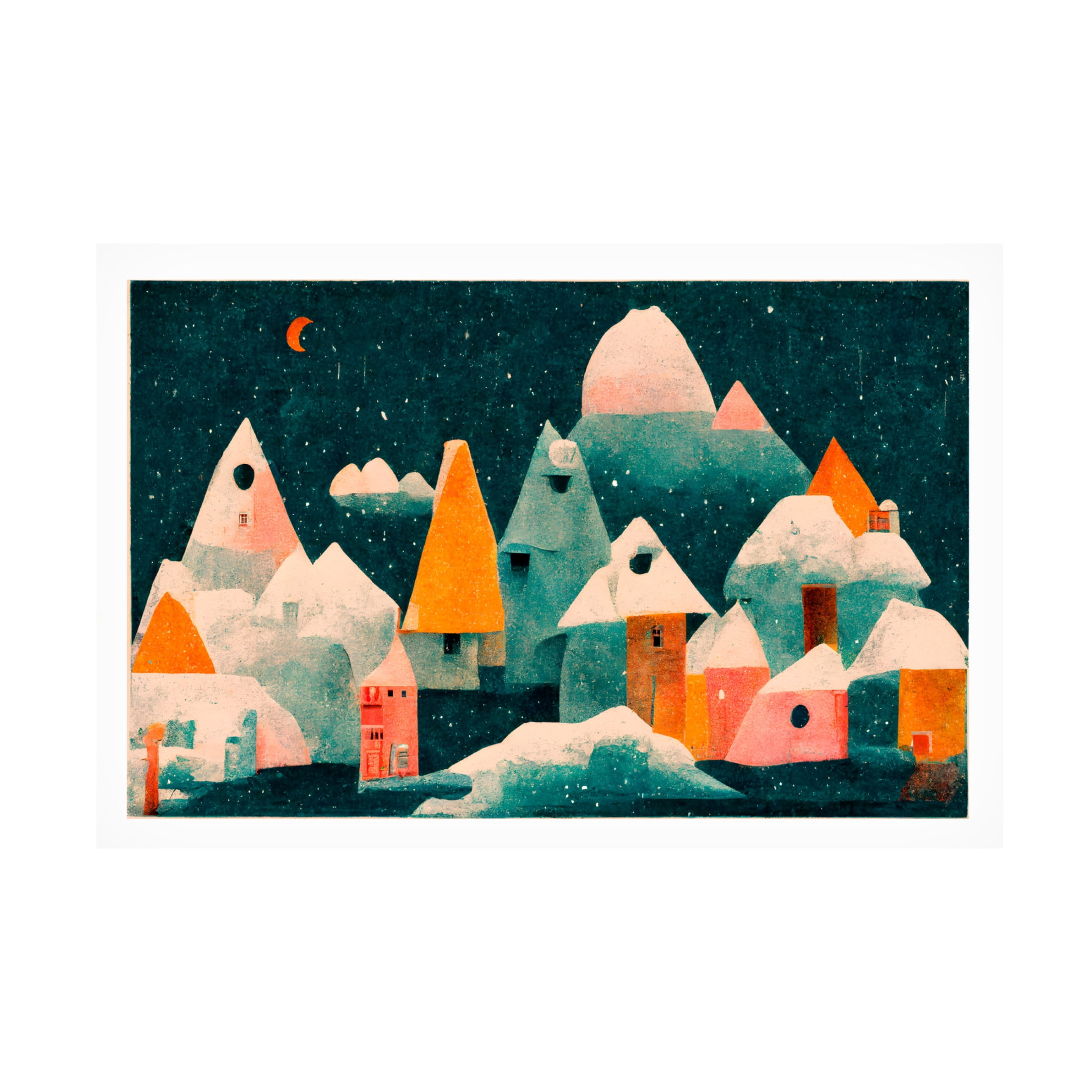 Canvas Wall Art - Treechild 'Little Village With Moon' Wall Art for Living Room, Bedroom, or Office D?cor by Trademark Fine Art - 19 x 12 Inches
