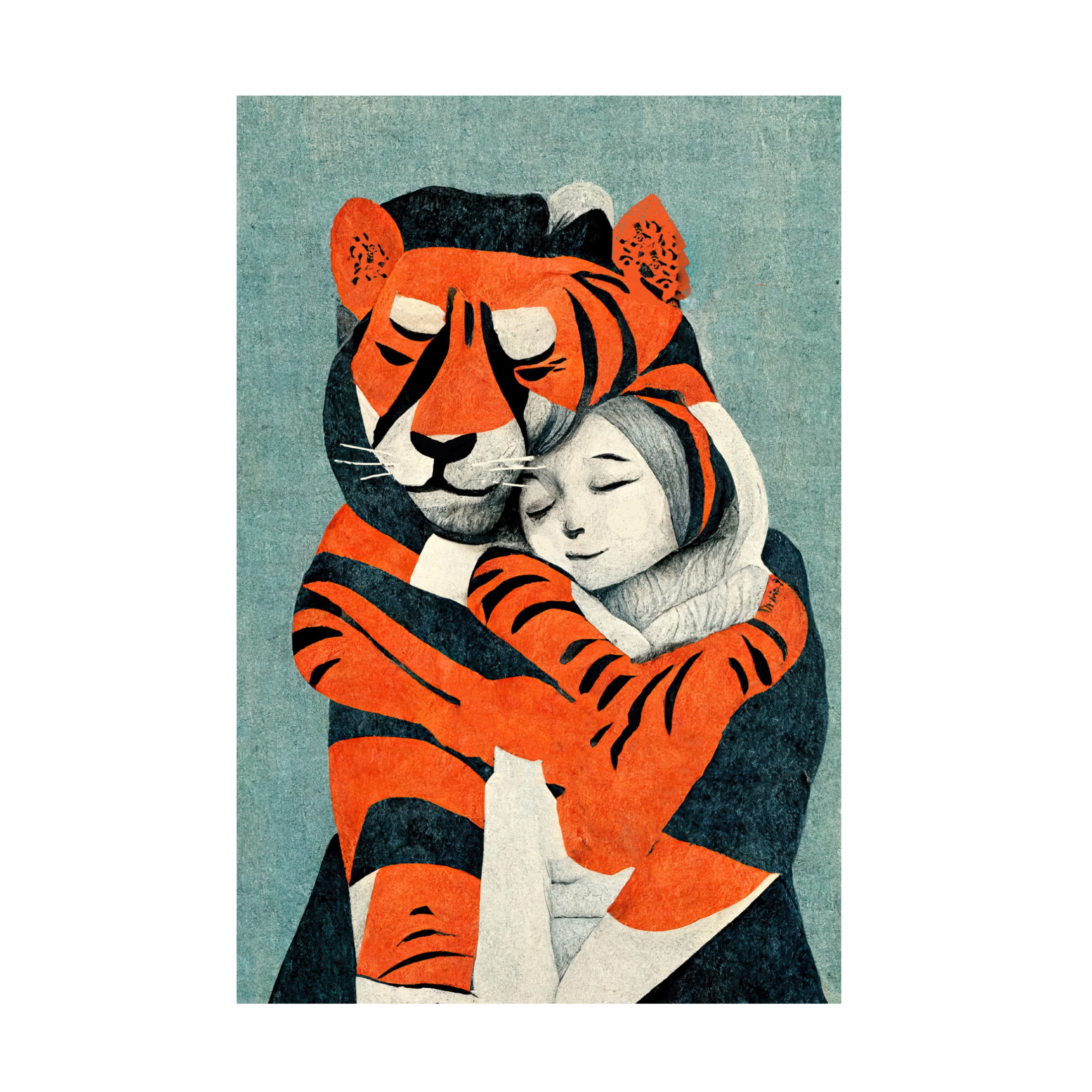 Canvas Wall Art - Treechild 'My Tiger And Me' Wall Art for Living Room, Bedroom, or Office D?cor by Trademark Fine Art - 12 x 19 Inches