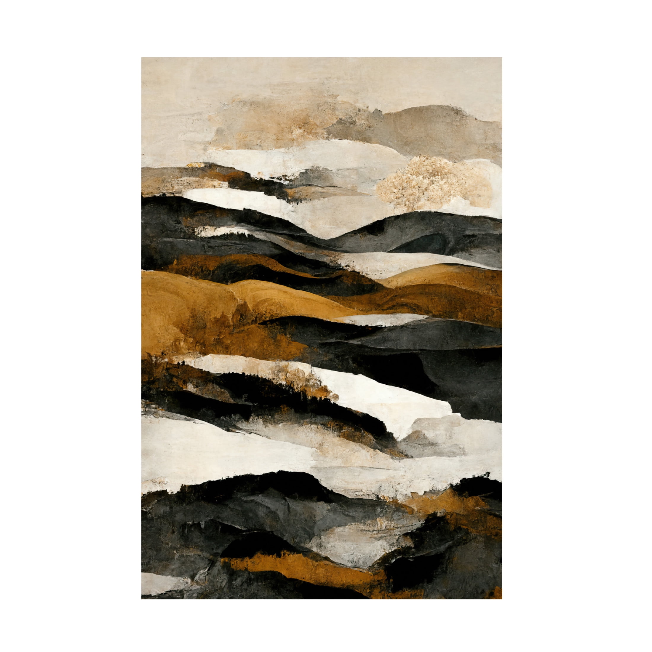 Canvas Wall Art - Treechild 'Ochre And Beige Mountains' Wall Art for Living Room, Bedroom, or Office D?cor by Trademark Fine Art - 16 x 24 Inches