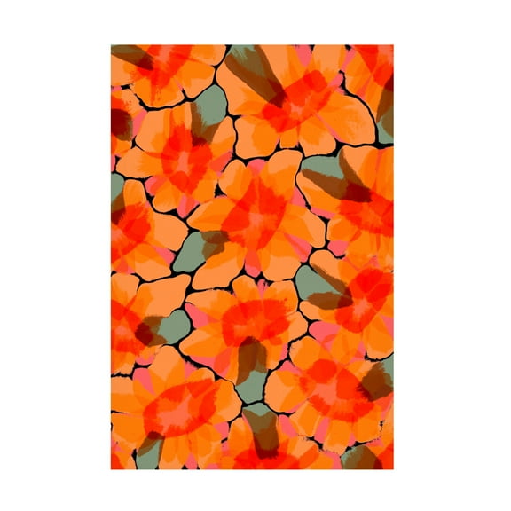 Canvas Wall Art - Treechild 'Orange Big Flowers' Wall Art for Living Room, Bedroom, or Office D?cor by Trademark Fine Art - 12 x 19 Inches