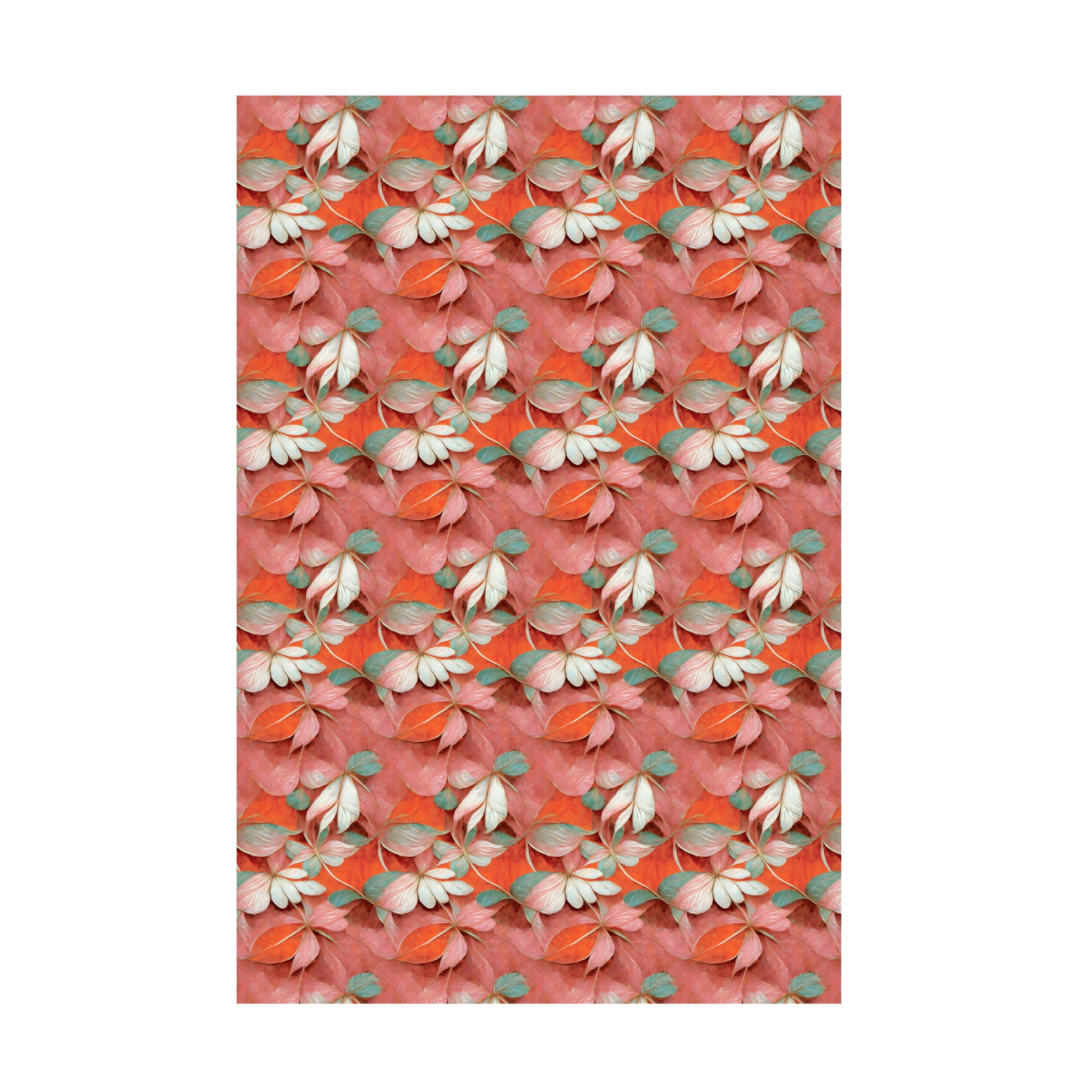 Canvas Wall Art - Treechild 'Orange Floral Pattern' Wall Art for Living Room, Bedroom, or Office D?cor by Trademark Fine Art - 16 x 24 Inches
