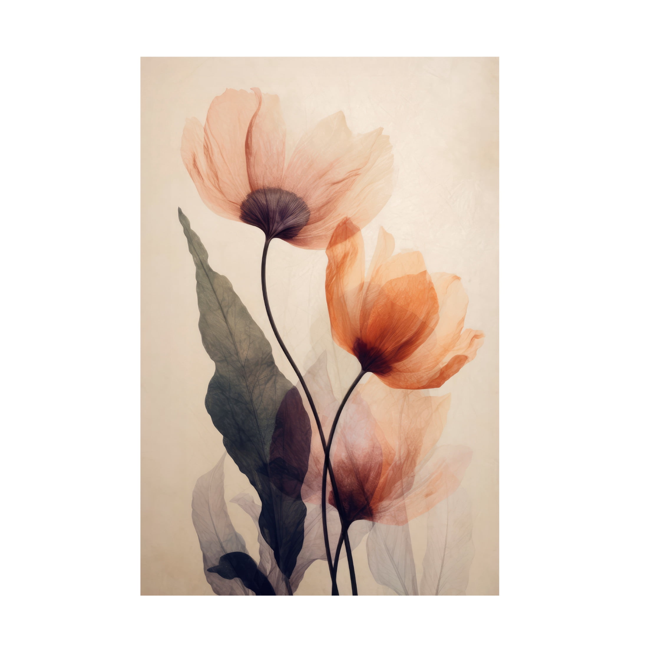 Canvas Wall Art - Treechild  'Parchmentflowersno5' Wall Art for Living Room, Bedroom, or Office Décor by Trademark Fine Art - 12 x 19 Inches