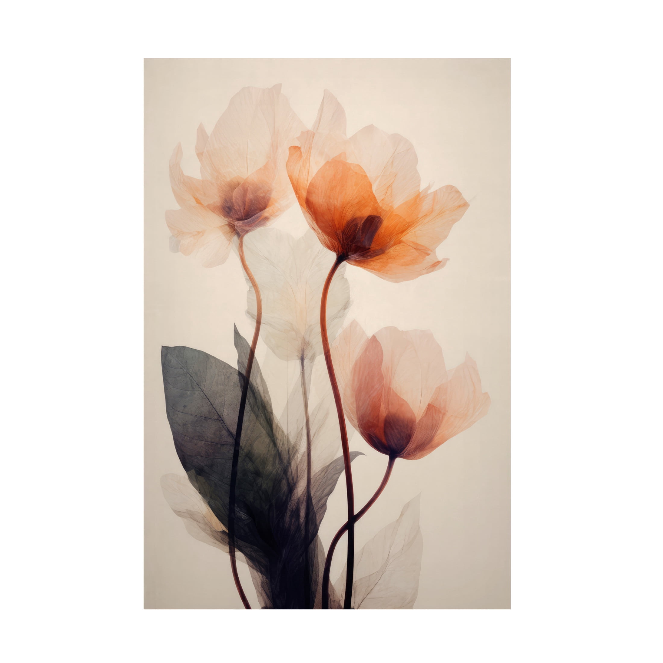 Canvas Wall Art - Treechild 'Parchmentflowersno7' Wall Art for Living Room, Bedroom, or Office Décor by Trademark Fine Art - 16 x 24 Inches