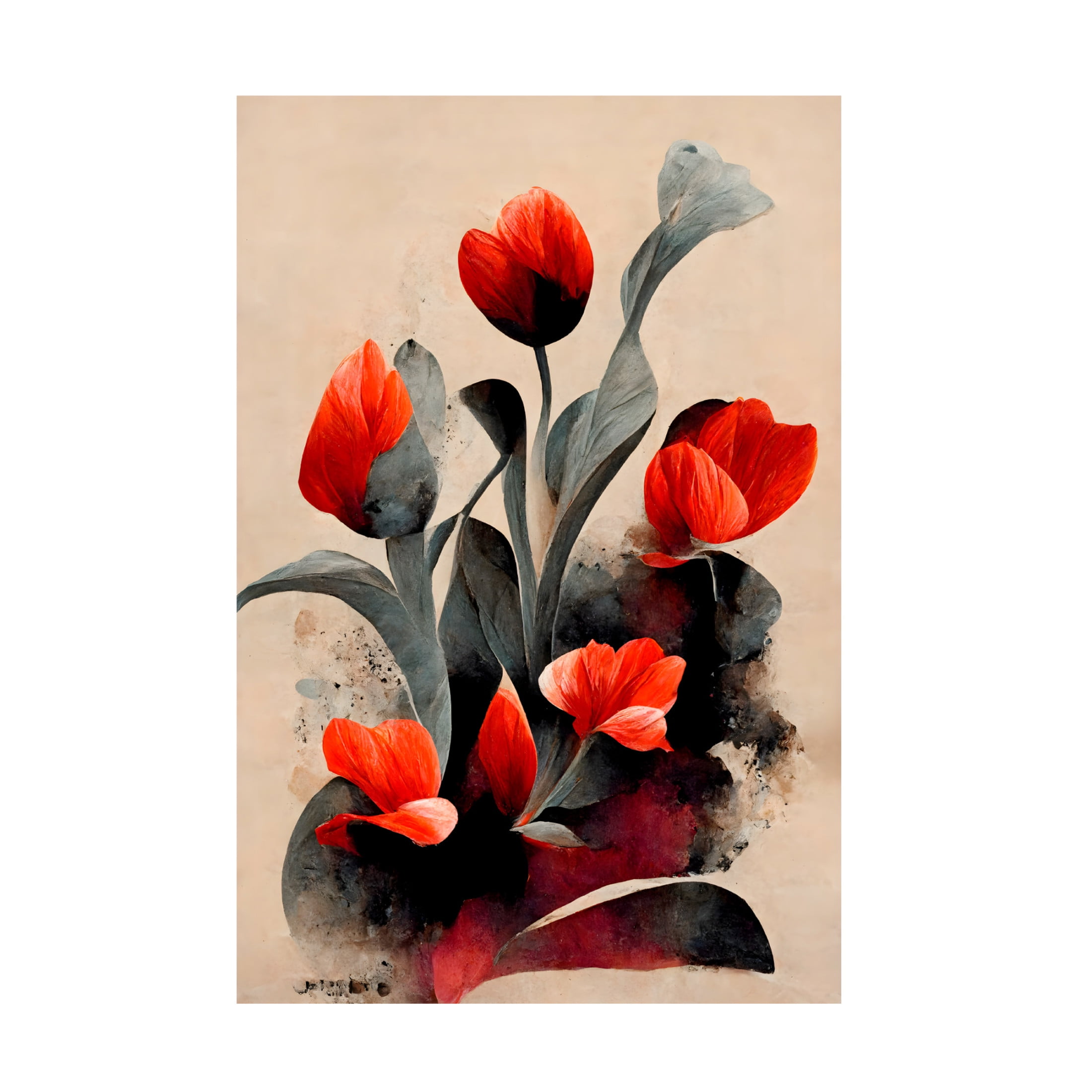 Canvas Wall Art - Treechild 'Red Tulips' Wall Art for Living Room, Bedroom, or Office D?cor by Trademark Fine Art - 22 x 32 Inches