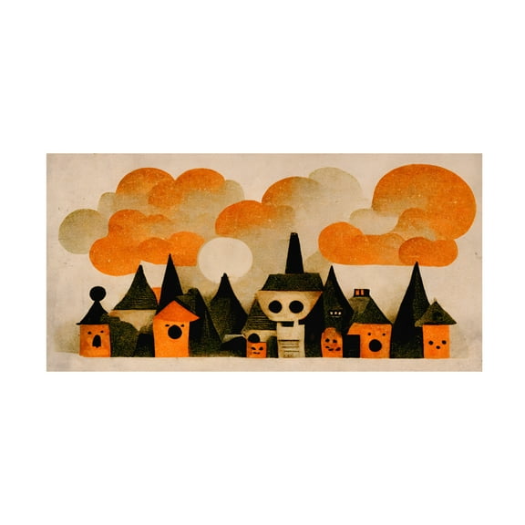 Canvas Wall Art - Treechild 'Spooky Wooky Village' Wall Art for Living Room, Bedroom, or Office D?cor by Trademark Fine Art - 19 x 10 Inches