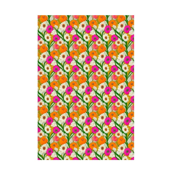 Canvas Wall Art - Treechild 'Stitched Flowers Pattern' Wall Art for Living Room, Bedroom, or Office D?cor by Trademark Fine Art - 12 x 19 Inches